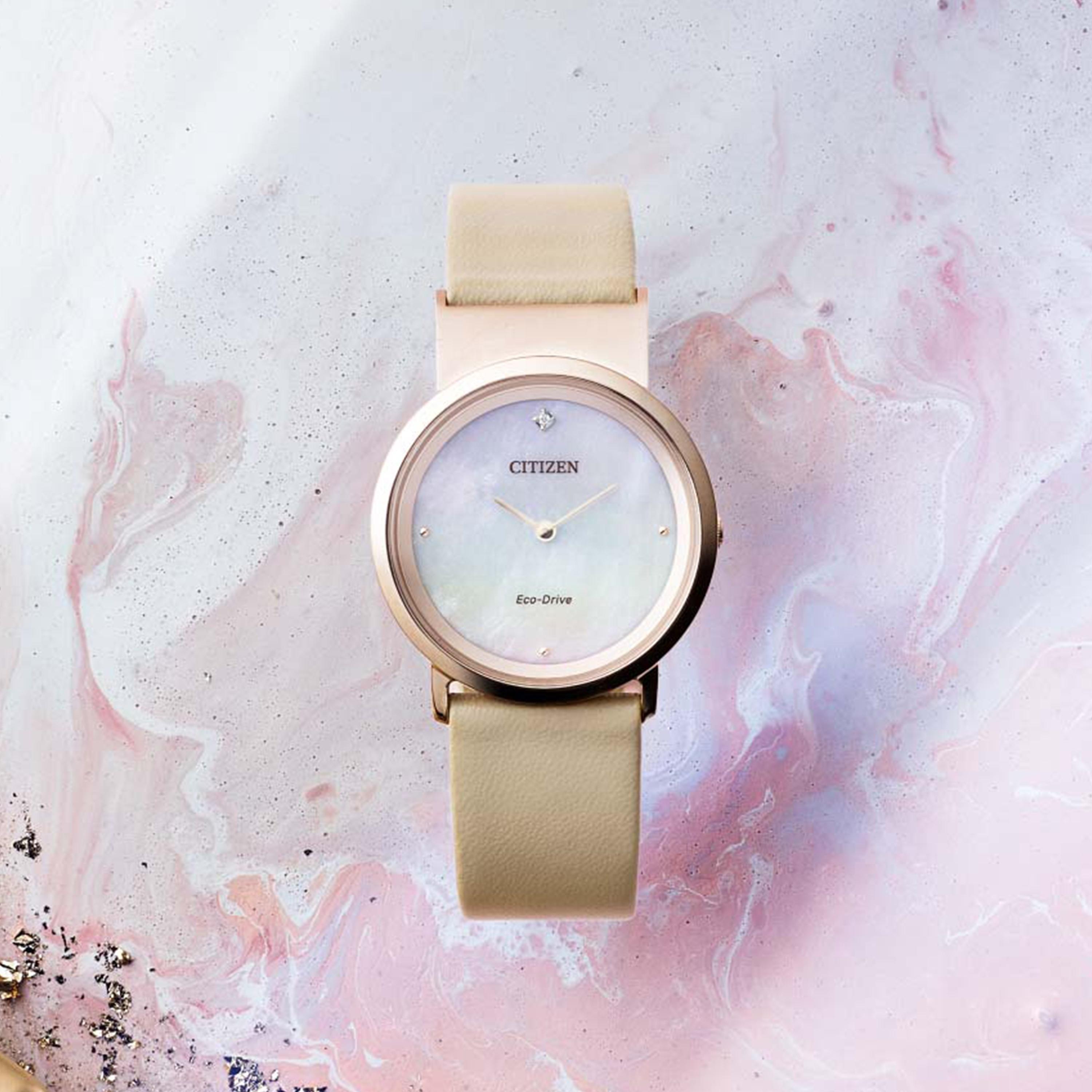 Citizen 31 MM Beige Analog Synthetic Leather Strap Watch | EG7073-16Y-women-watchesandjewellery-watches-image-3