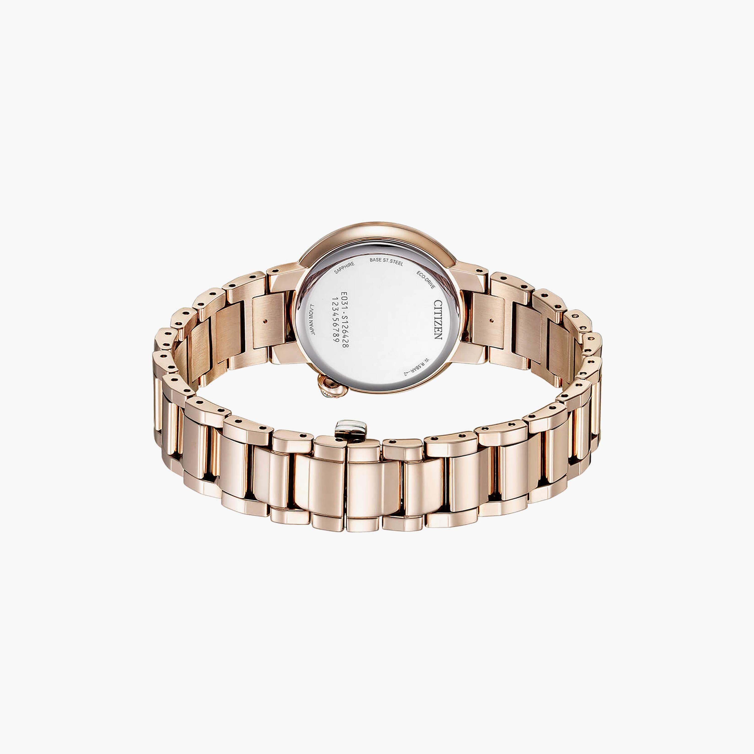 ساعة سيتيزن ذو 30 ملم بلون وردي مع انالوج بسوار ستانلس ستيل | EM0912-84Y-women-watchesandjewellery-watches-image-3