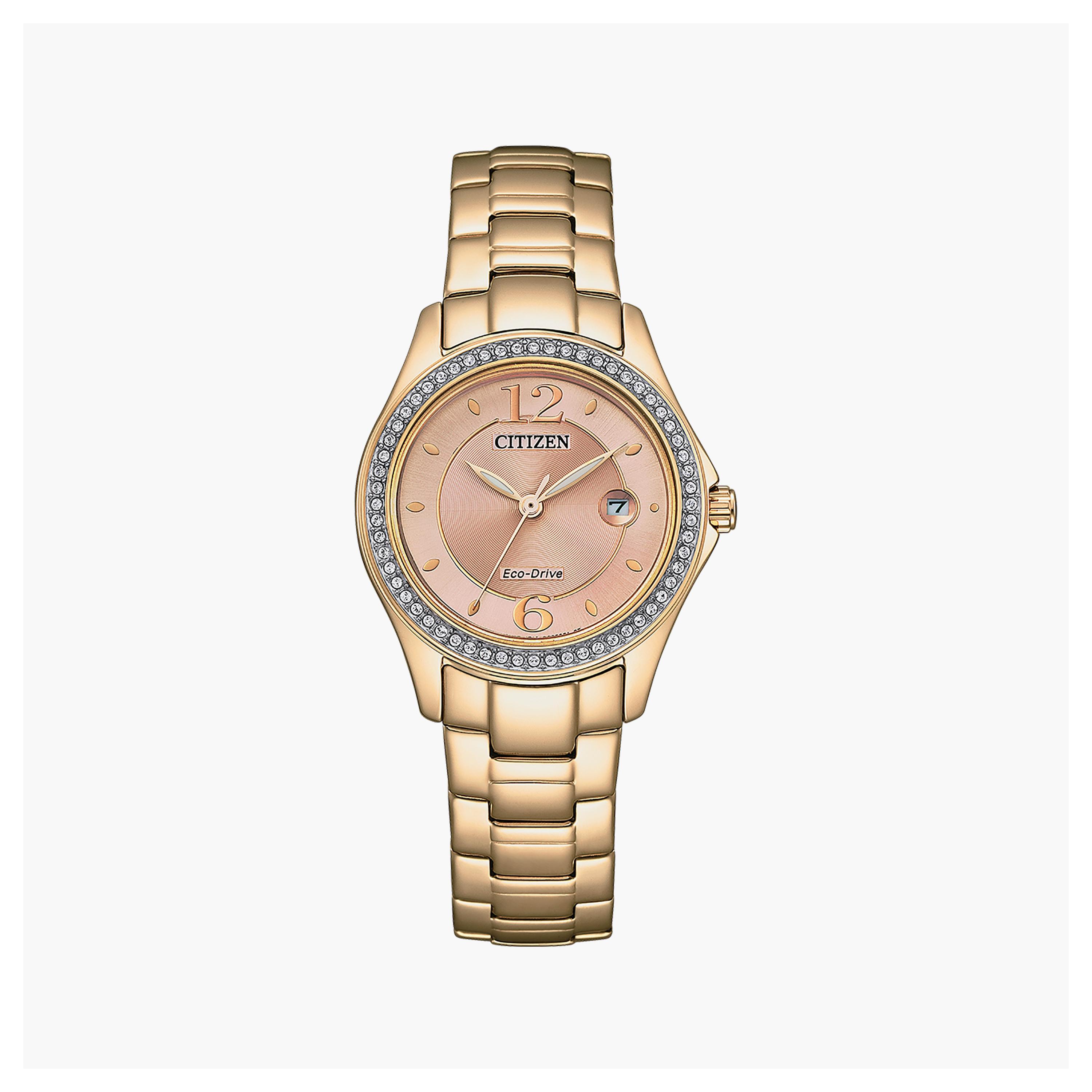 Citizen Eco-Drive 31 MM Gold Analog Stainless Steel Strap Watch | FE1253-80X-women-watchesandjewellery-watches-image-1