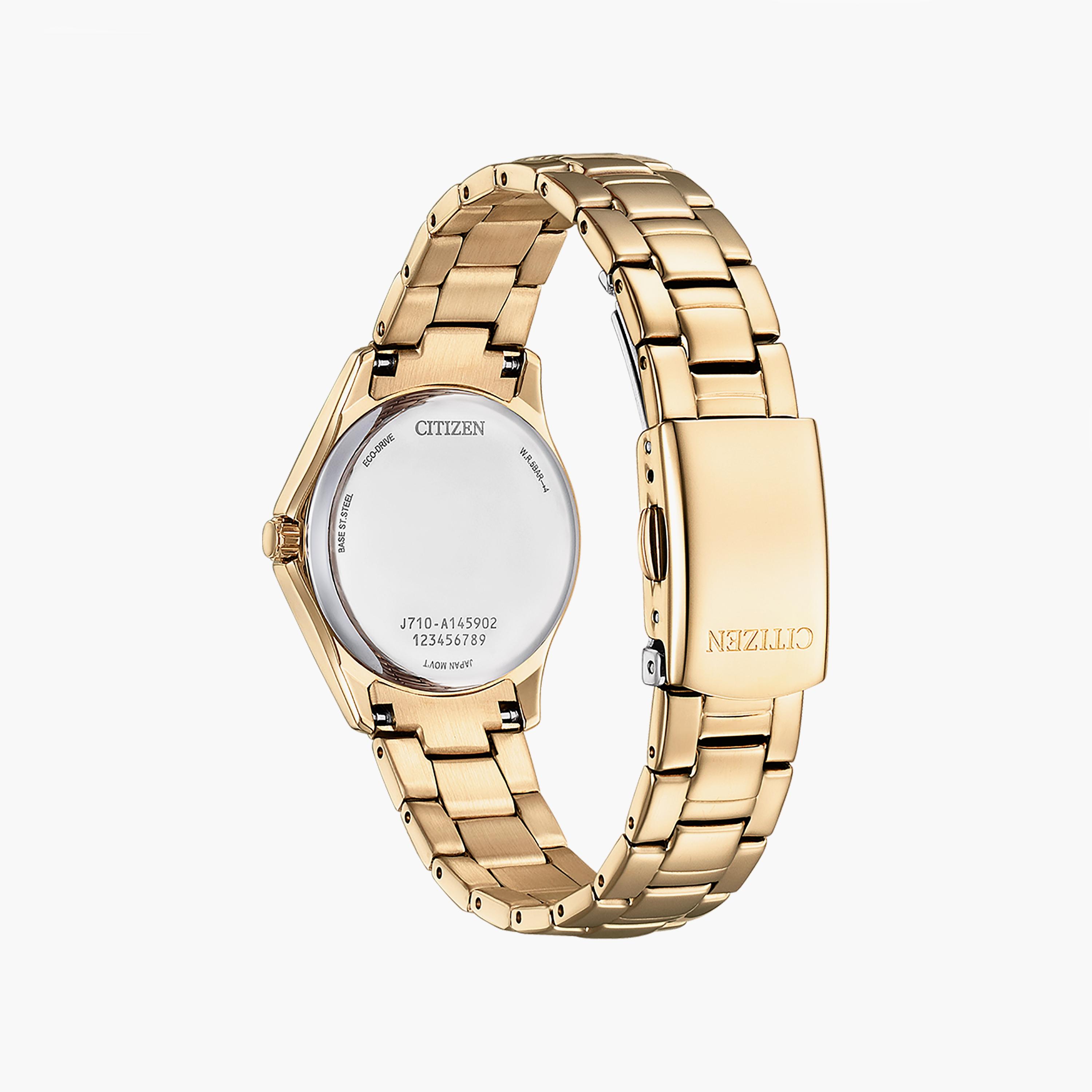 Citizen Eco-Drive 31 MM Gold Analog Stainless Steel Strap Watch | FE1253-80X-women-watchesandjewellery-watches-image-3