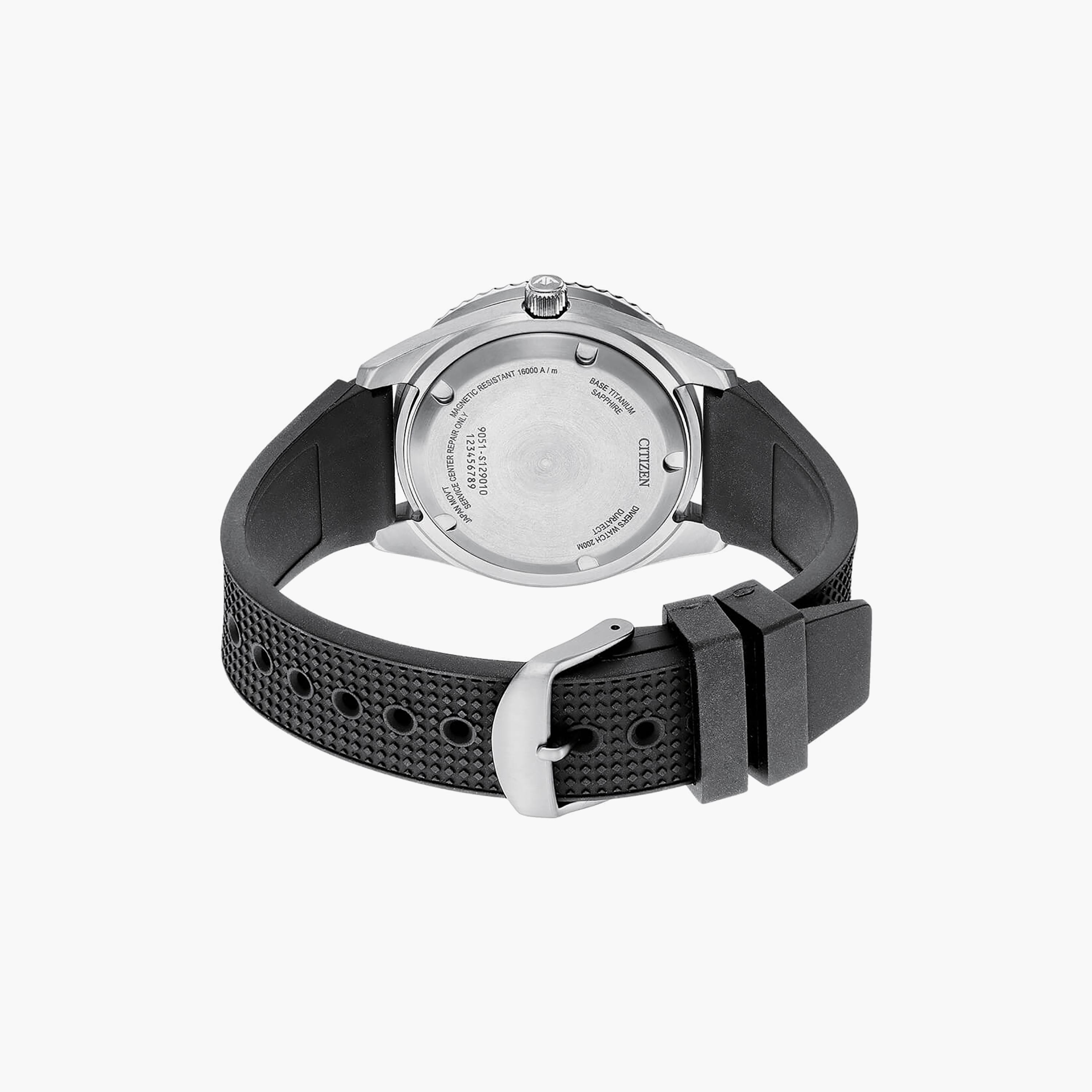 ساعة سيتيزن بروماستر للرجال ذو 41 ملم بلون اسود مع انالوج بسوار سيليكون | NB6021-17E-men-watchesandjewellery-watches-image-3
