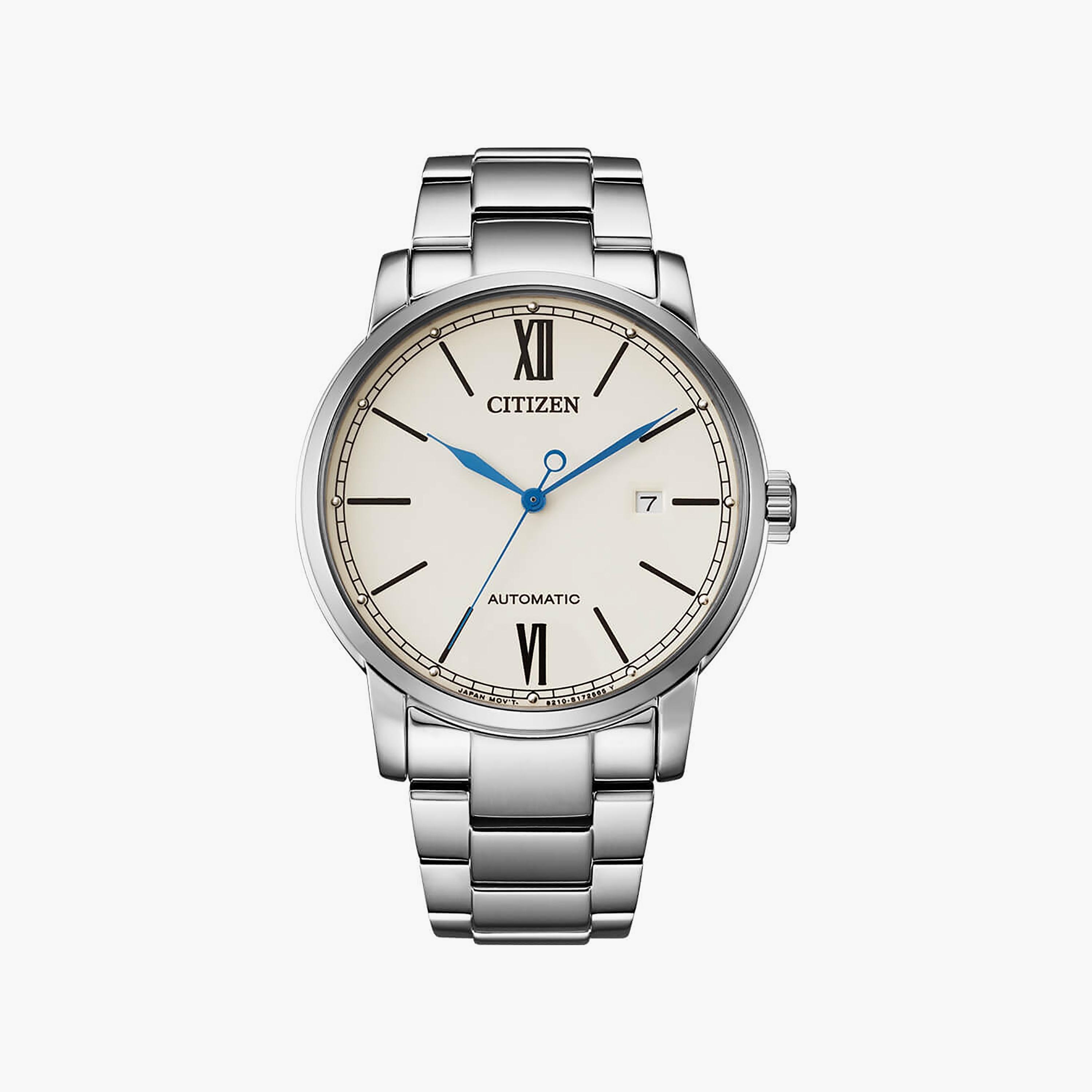 ساعة سيتيزن للرجال ذو 42 ملم بلون فضي مع أوتوماتيكي بسوار ستانلس ستيل | NJ0130-88A-men-watchesandjewellery-watches-image-1