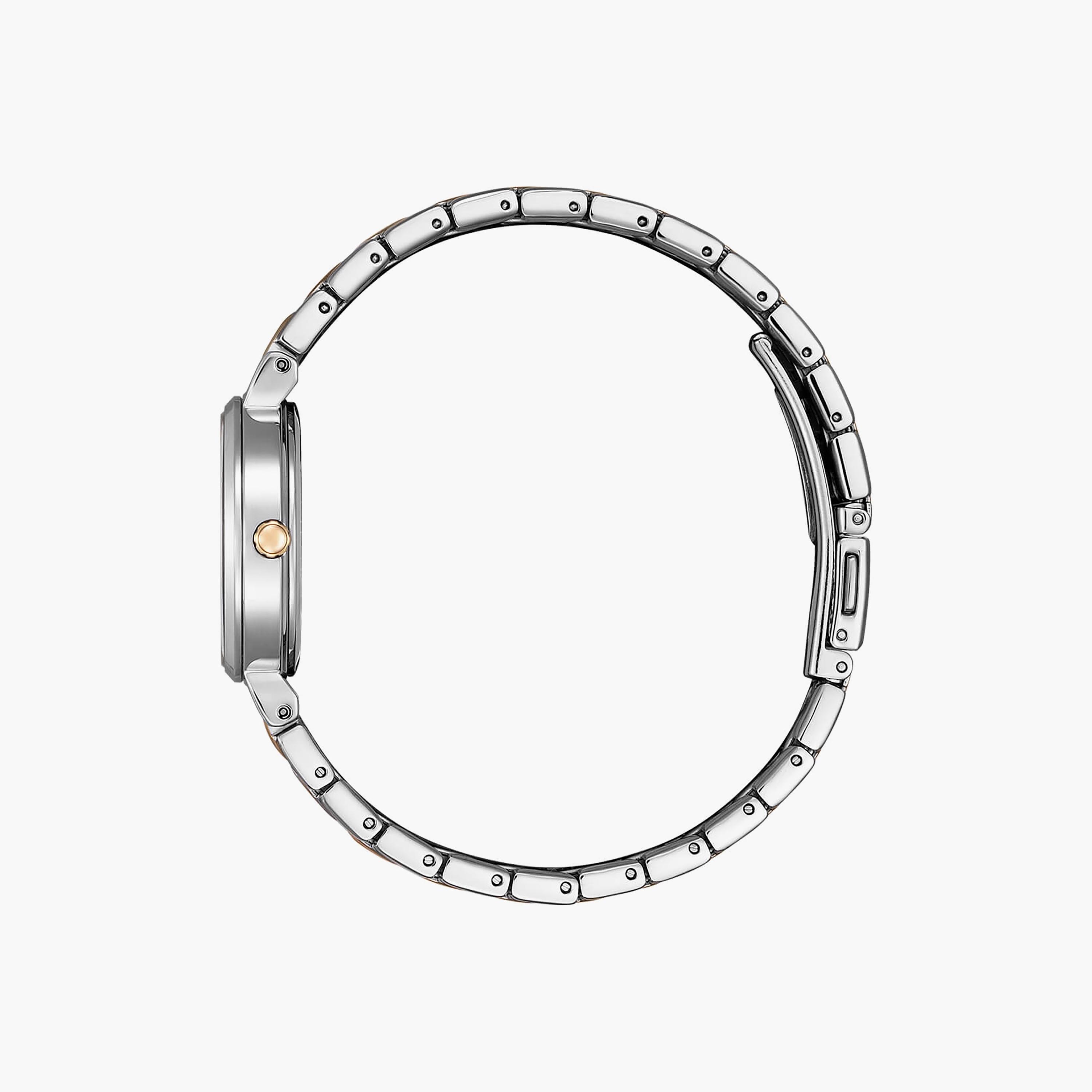 Citizen Eco-Drive 28 MM Silver & Rose Gold Analog Stainless Steel Strap Watch | EW2696-84A-women-watchesandjewellery-watches-image-2