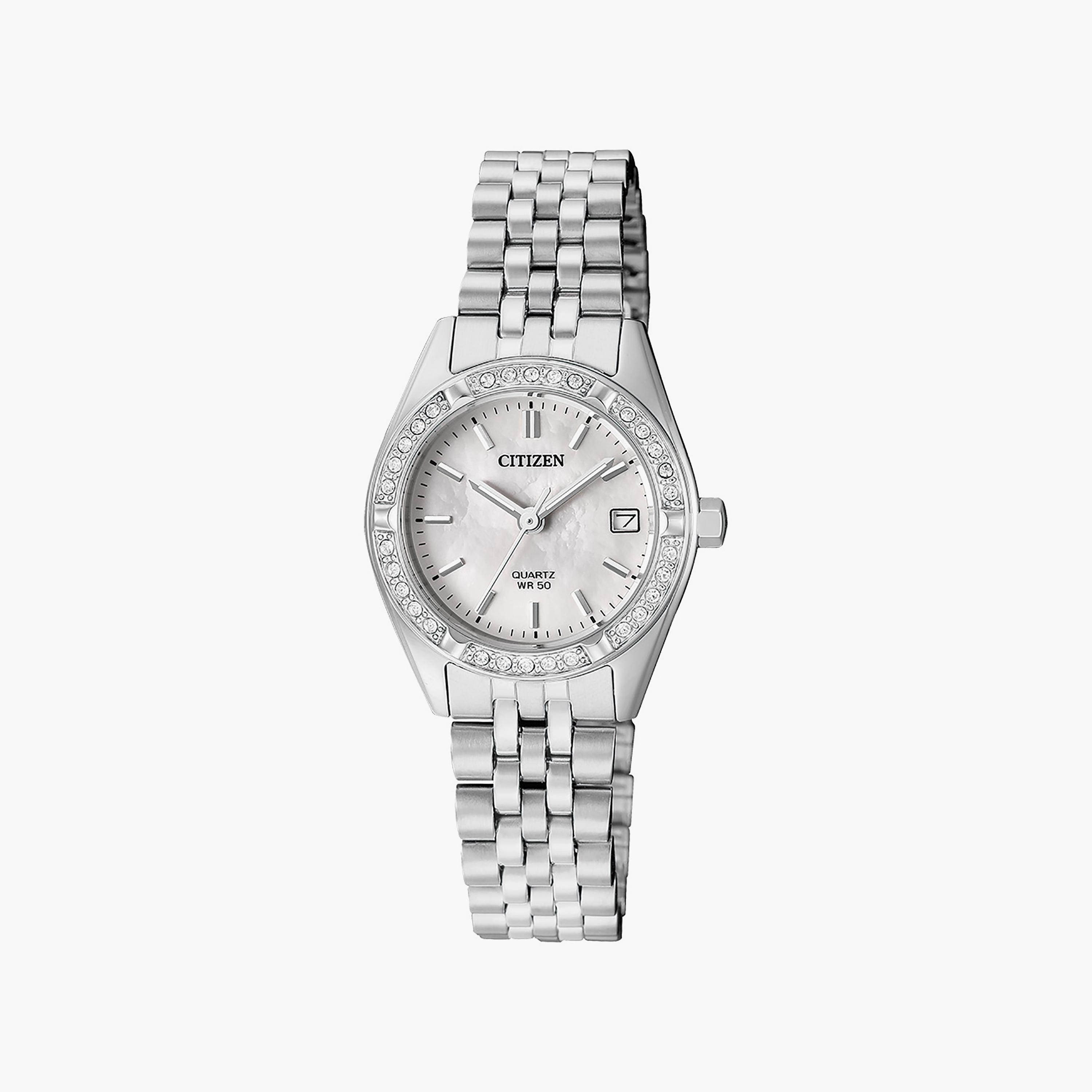 ساعة سيتيزن ذو 30 ملم بلون فضي مع انالوج بسوار ستانلس ستيل | EU6060-55D-women-watchesandjewellery-watches-image-1