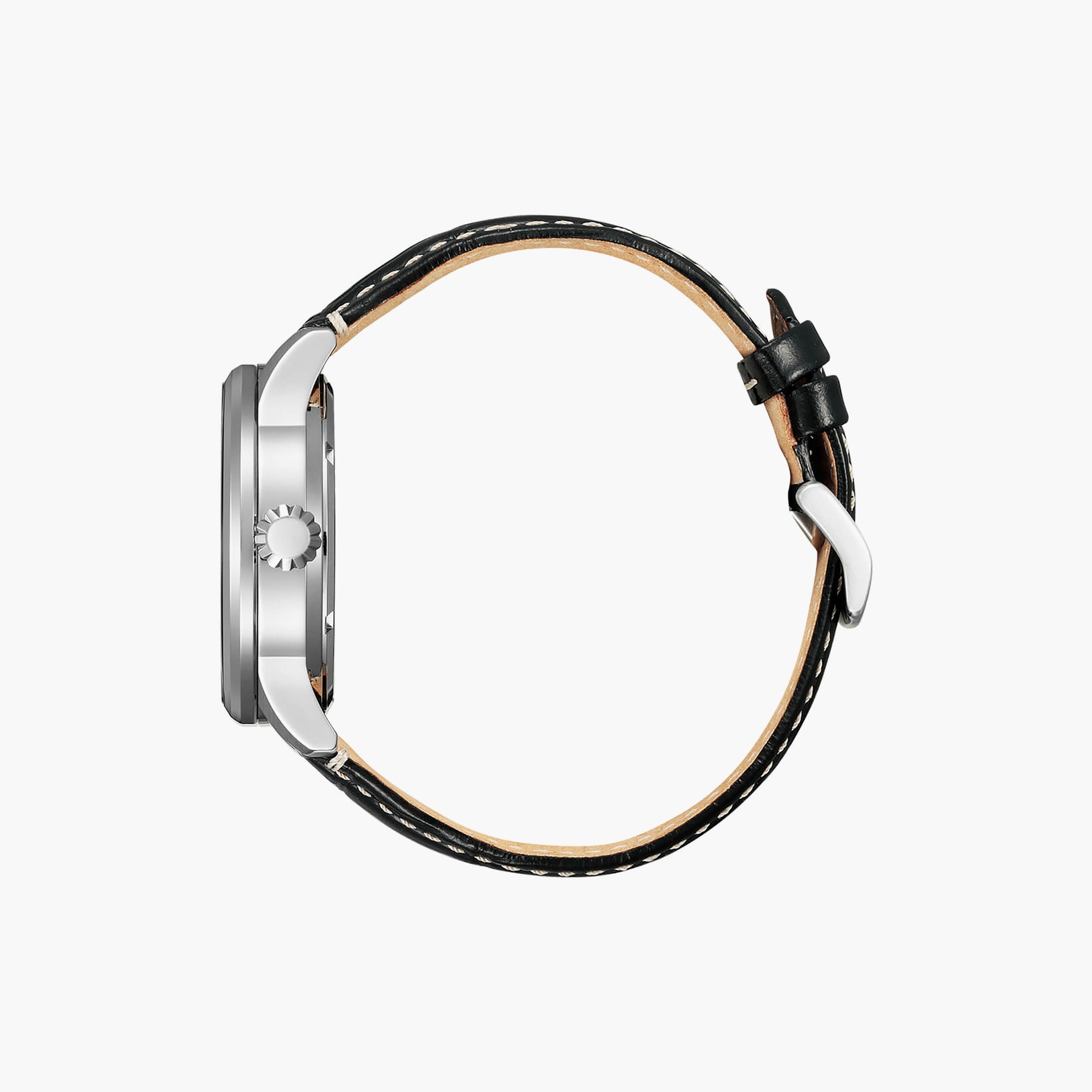 Citizen Men's 42 MM Black Automatic Leather Strap Watch | NJ0140-17E-men-watchesandjewellery-watches-image-2