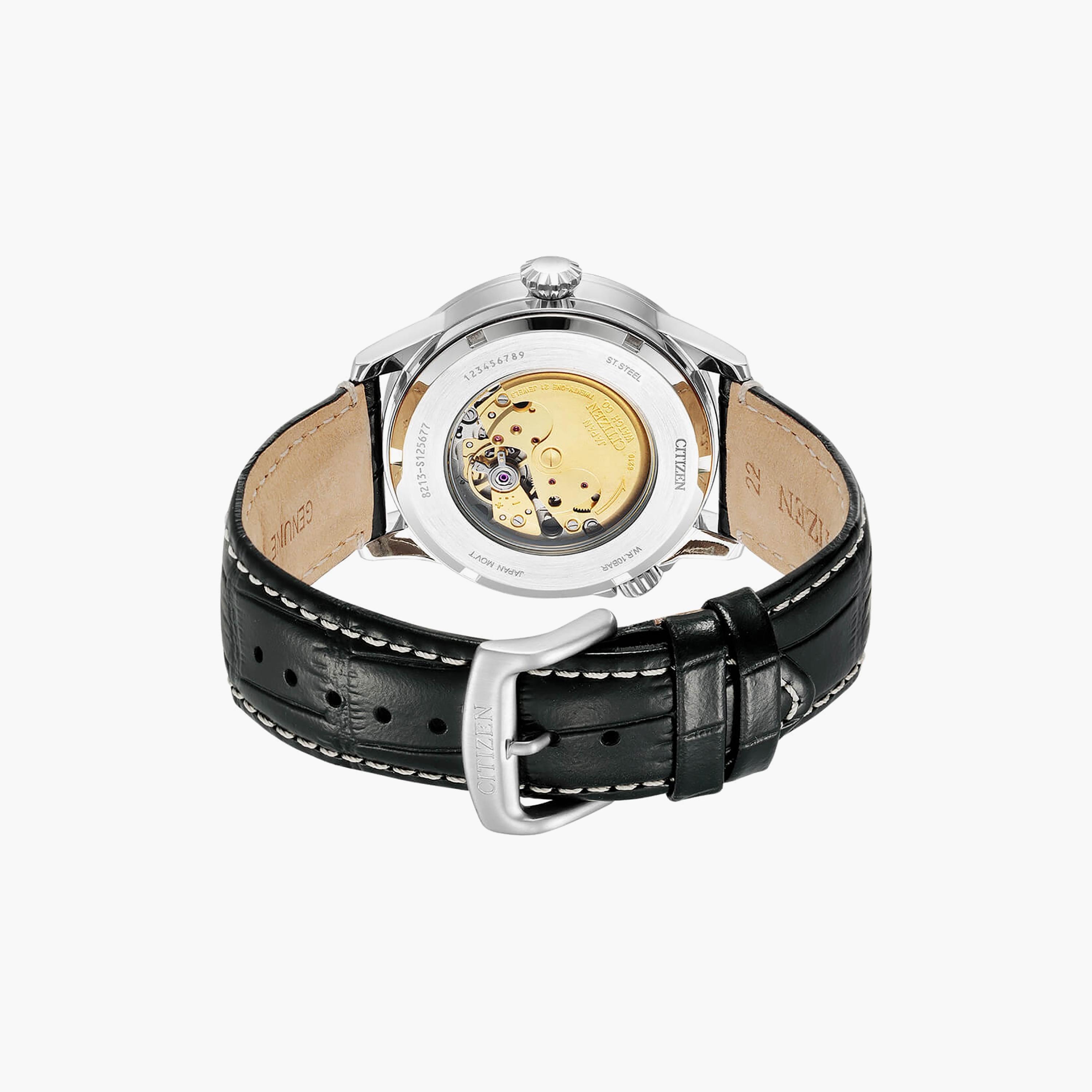 ساعة سيتيزن للرجال ذو 42 ملم مع أوتوماتيكي بسوار جلدي اسود | NJ0140-17E-men-watchesandjewellery-watches-image-3