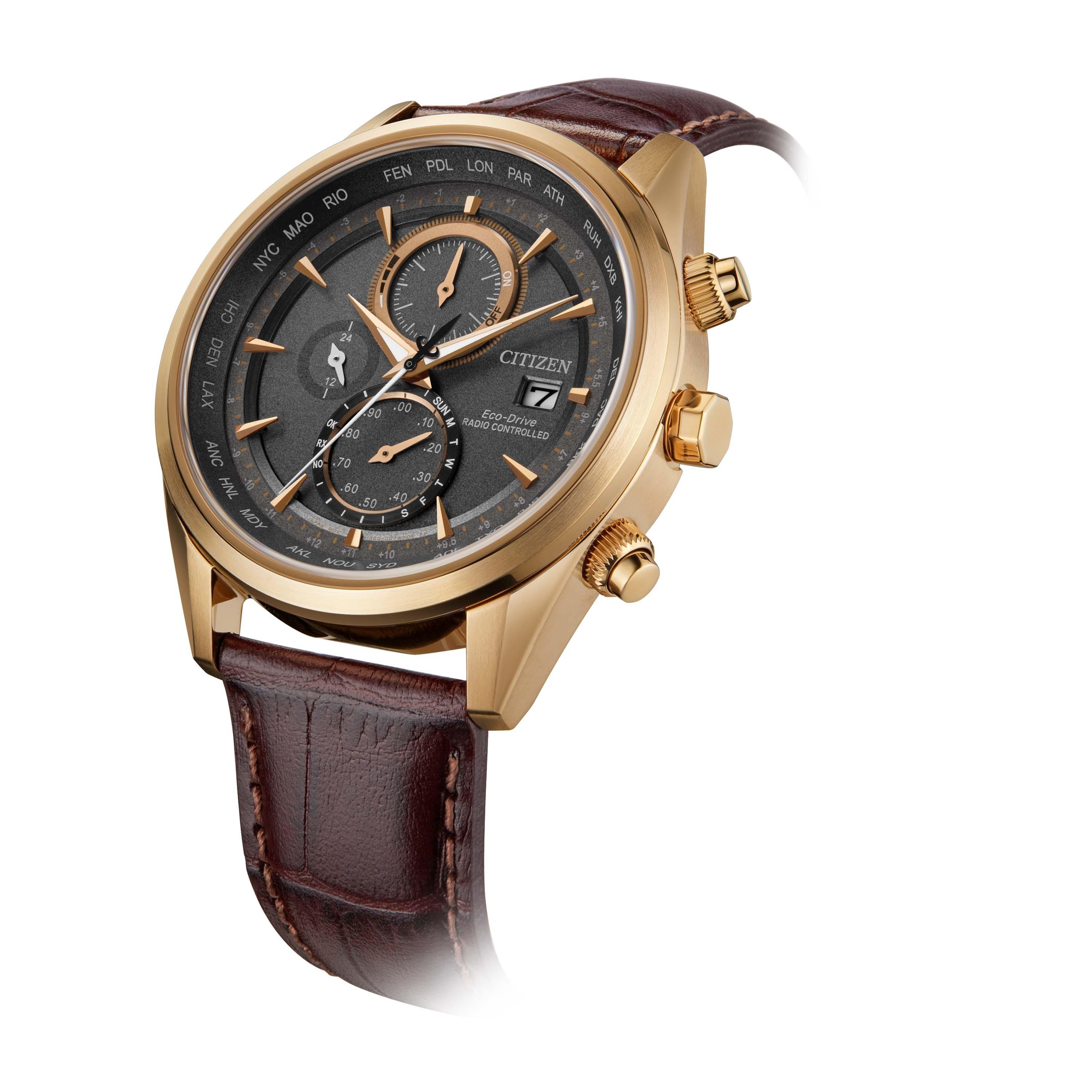 Citizen Eco-Drive Men's 43 MM Maroon Chronograph Leather Strap Watch | AT8263-10H-men-watchesandjewellery-watches-image-2