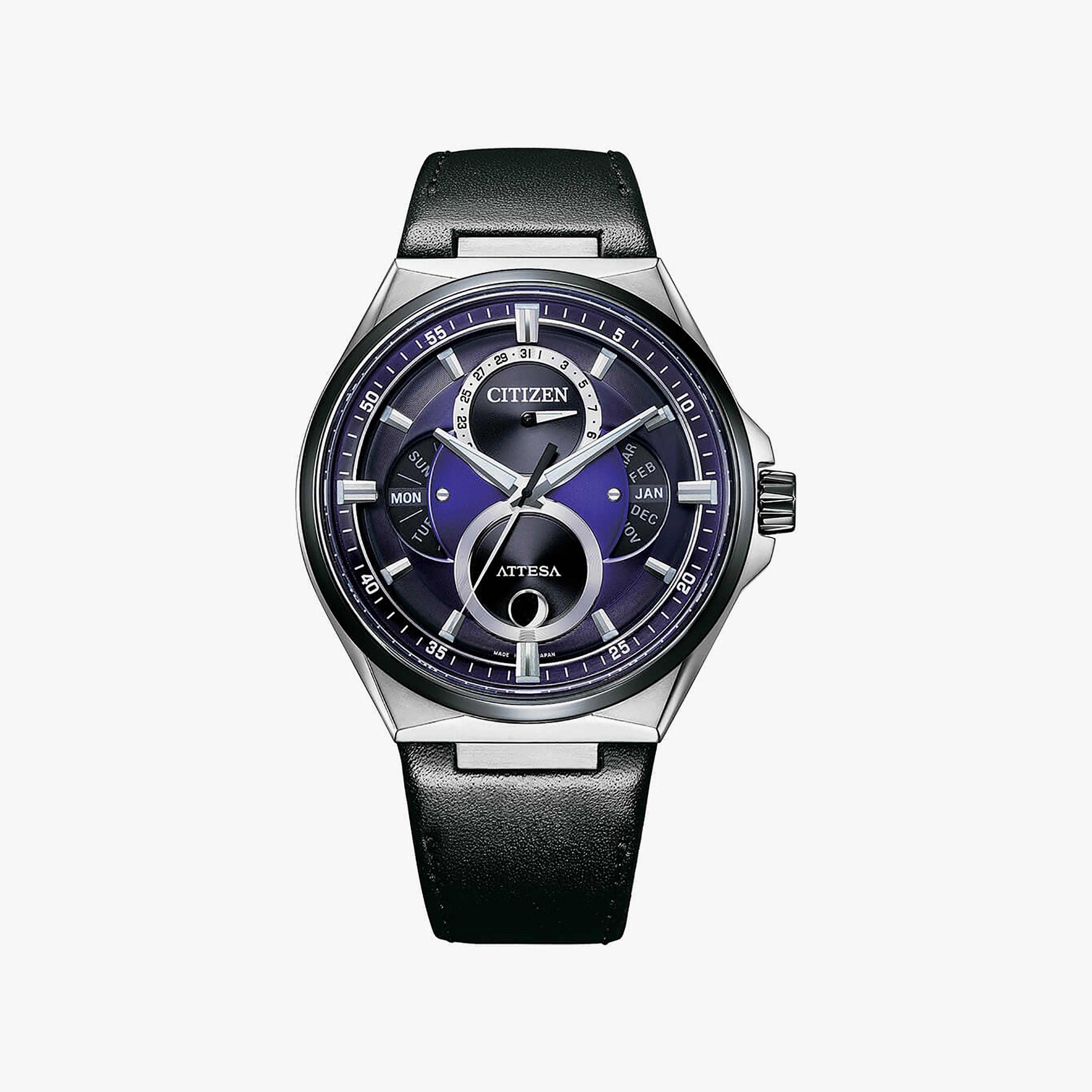 ساعة سيتيزن ايكو درايف للرجال ذو 44 ملم بلون اسود مع انالوج بسوار جلدي | BU0066-11W-men-watchesandjewellery-watches-image-1