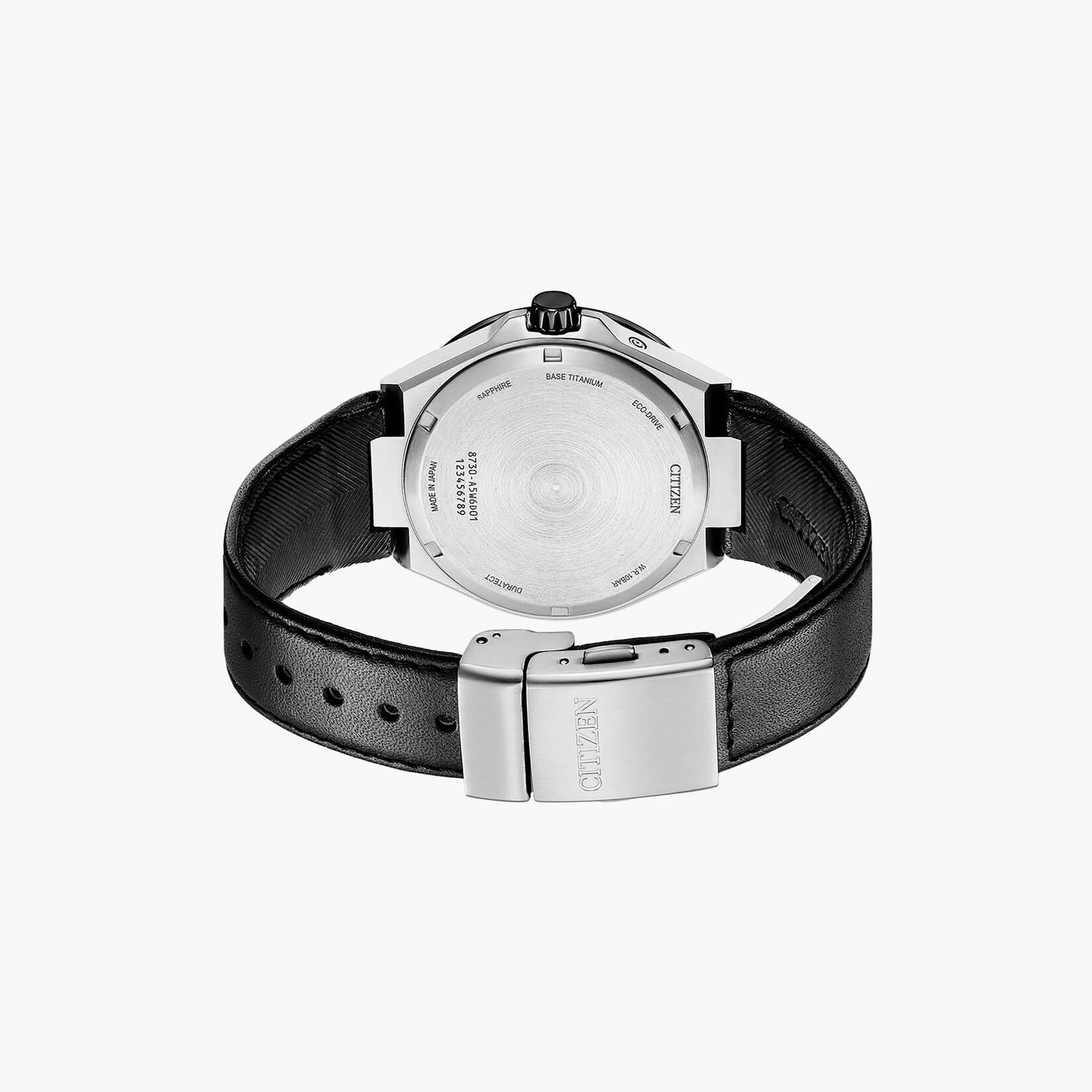 Citizen Eco-Drive Men's 44 MM Black Analog Leather Strap Watch | BU0066-11W-men-watchesandjewellery-watches-image-3