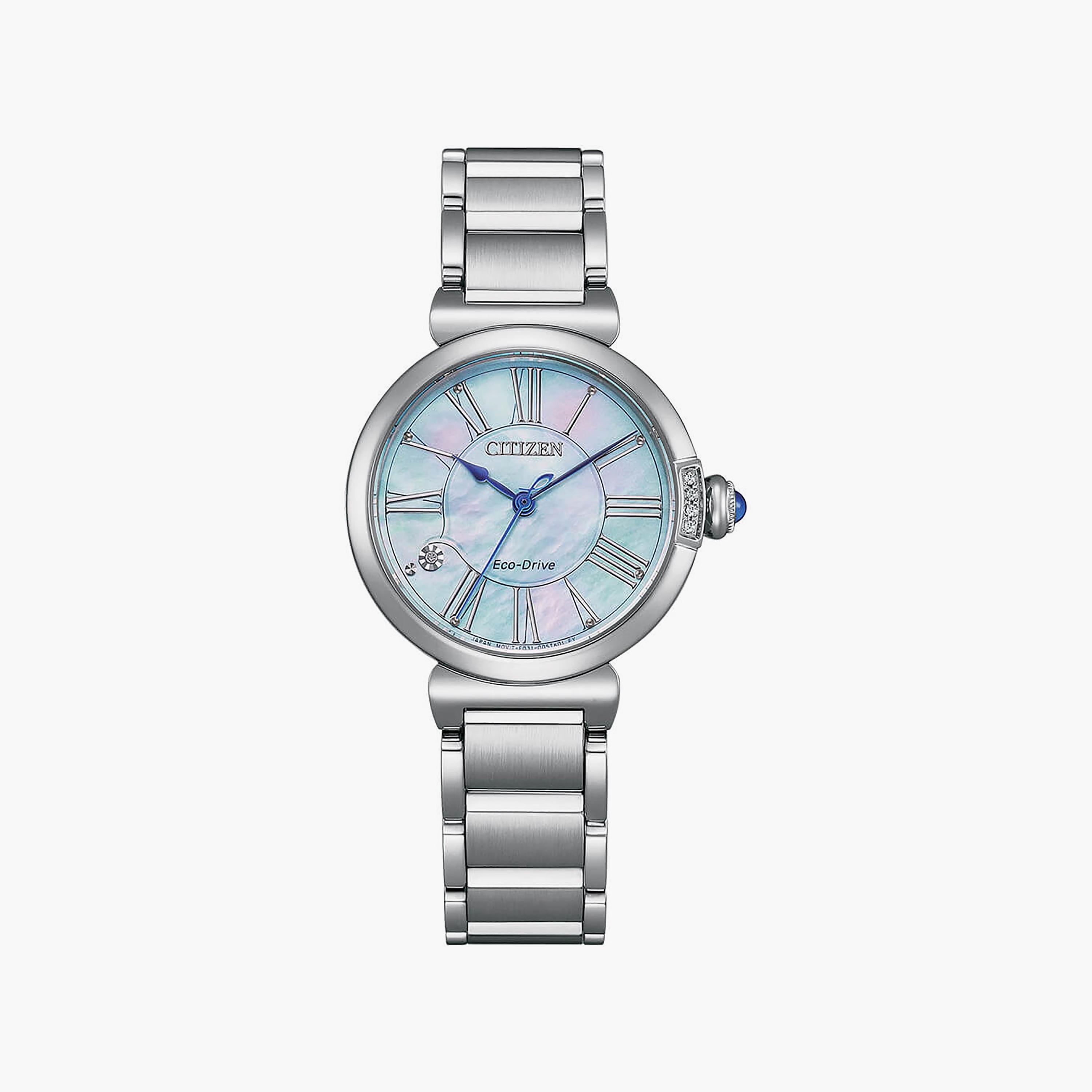 ساعة سيتيزن ذو 30 ملم بلون فضي مع انالوج بسوار ستانلس ستيل | EM1060-87N-women-watchesandjewellery-watches-image-1