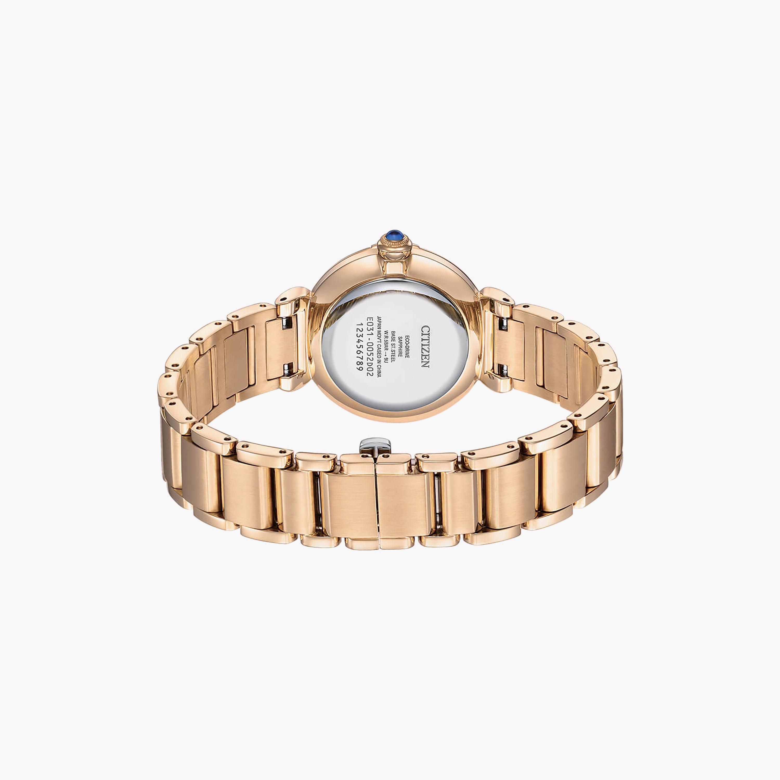 ساعة سيتيزن ذو 30 ملم بلون ذهبي وردي مع انالوج بسوار ستانلس ستيل | EM1063-89D-women-watchesandjewellery-watches-image-3