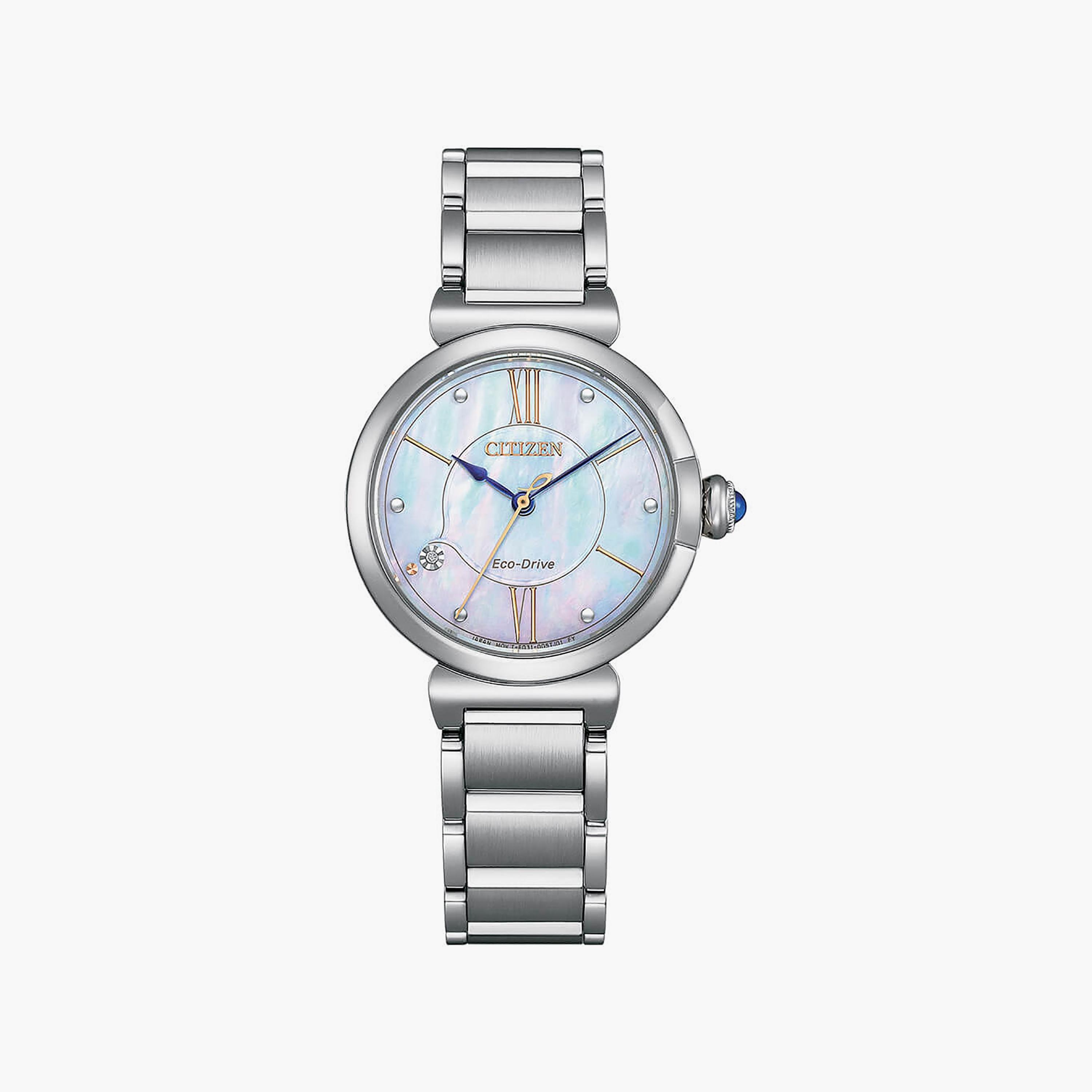 ساعة سيتيزن ذو 30 ملم بلون فضي مع انالوج بسوار ستانلس ستيل | EM1070-83D-women-watchesandjewellery-watches-image-1