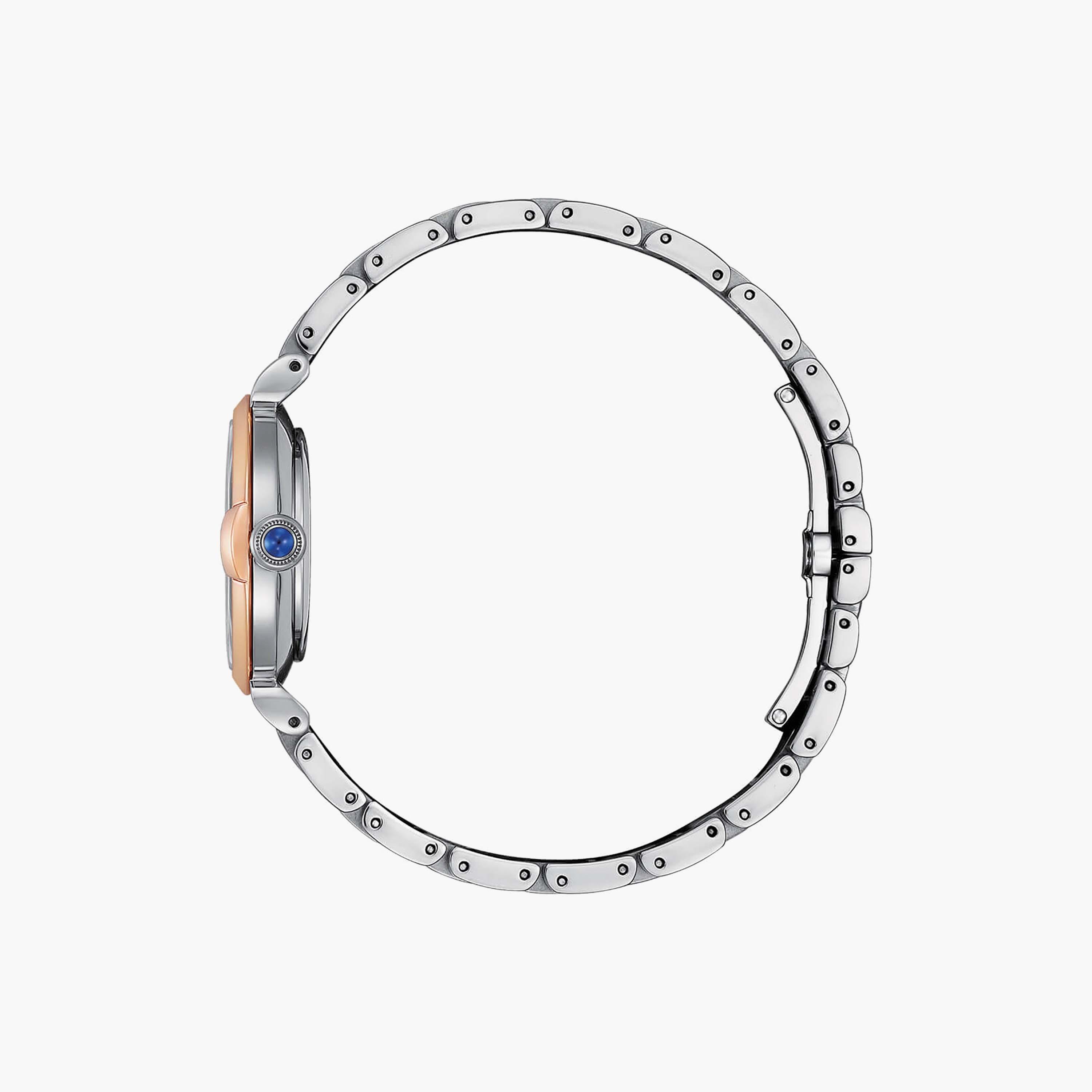 ساعة سيتيزن ذو 30 ملم بلون ذهبي وردي وفضي مع انالوج بسوار ستانلس ستيل | EM1074-82D-women-watchesandjewellery-watches-image-2