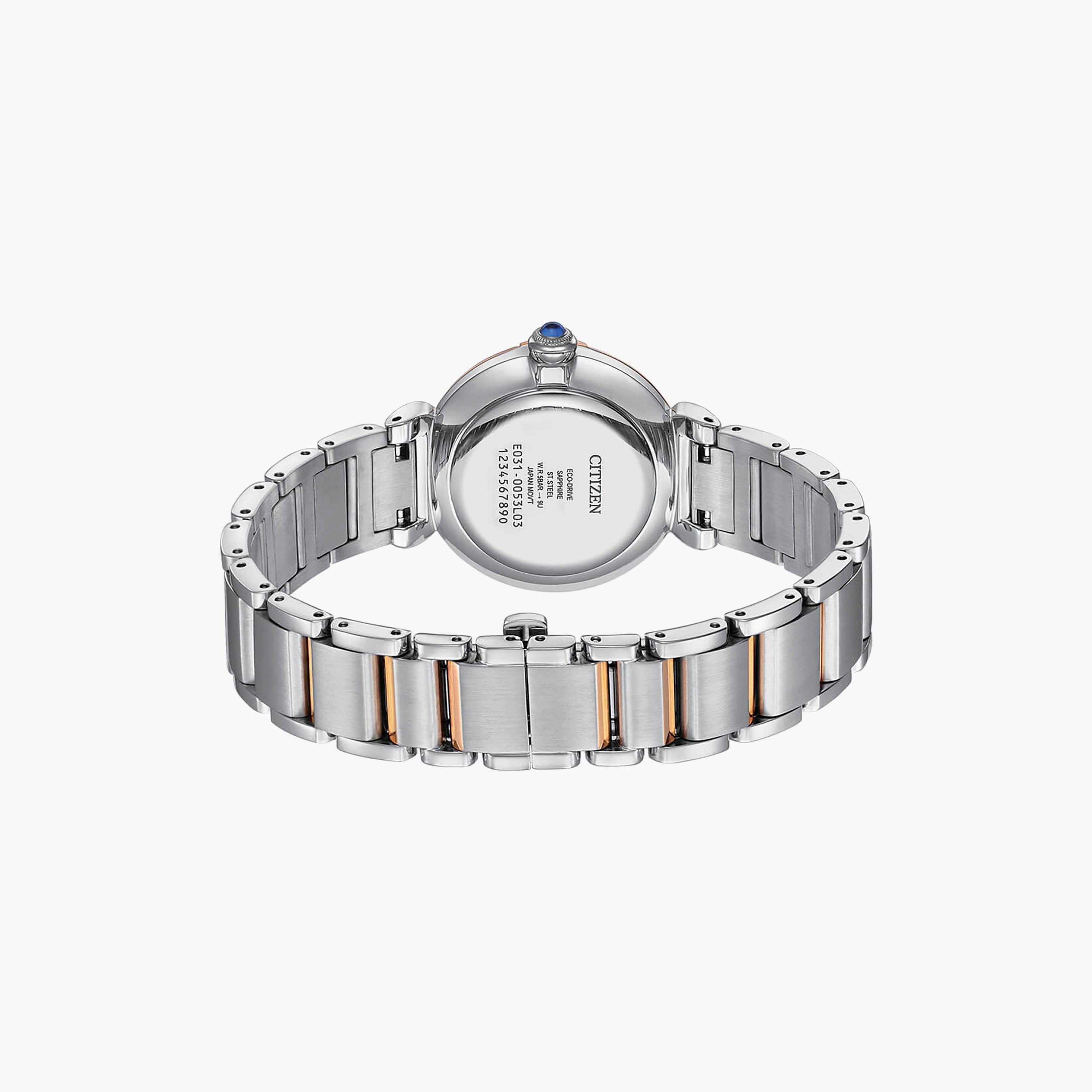 ساعة سيتيزن ذو 30 ملم بلون ذهبي وردي وفضي مع انالوج بسوار ستانلس ستيل | EM1074-82D-women-watchesandjewellery-watches-image-3