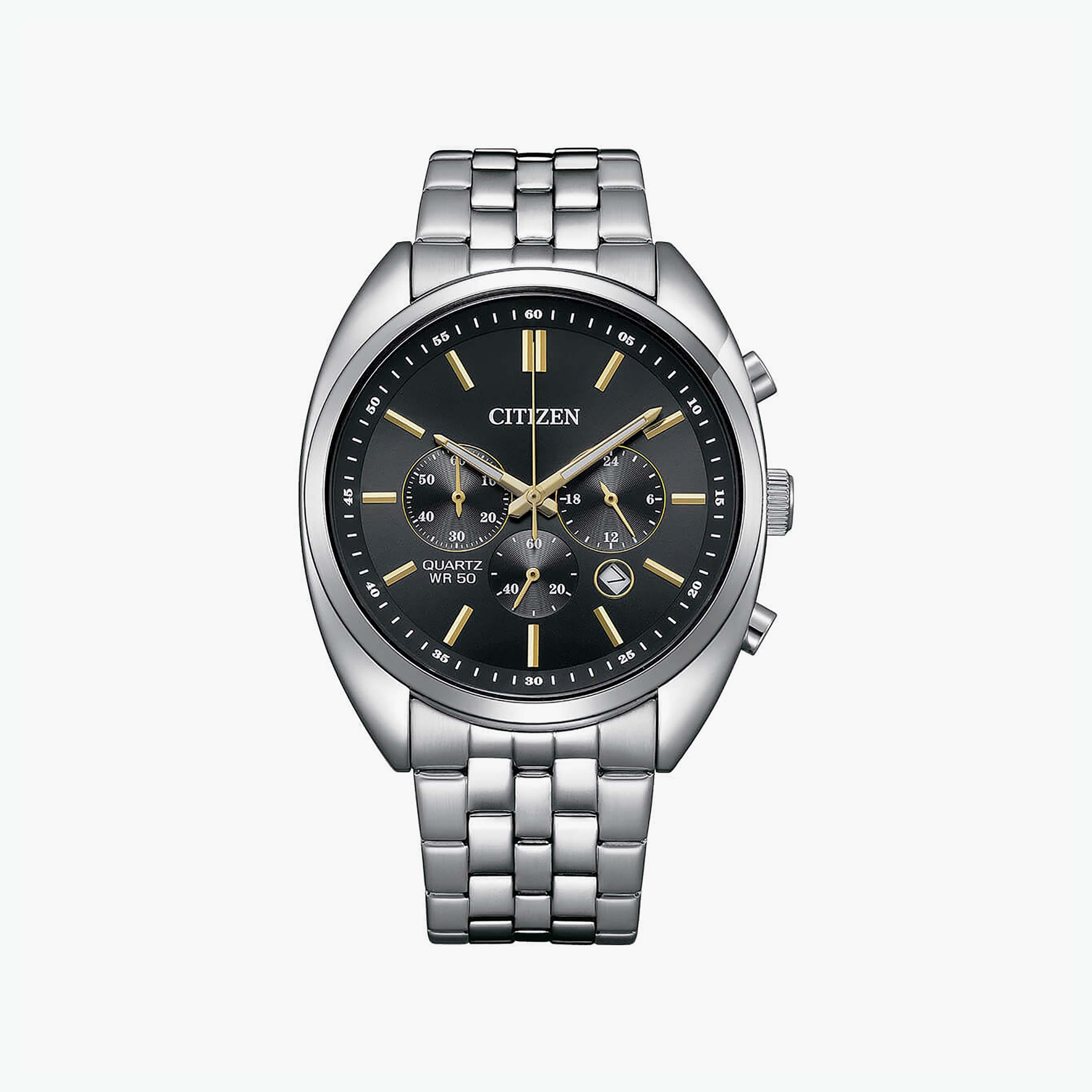 Citizen Men's 42 MM Silver Chronograph Stainless Steel Strap Watch | AN8210-56E-men-watchesandjewellery-watches-image-1