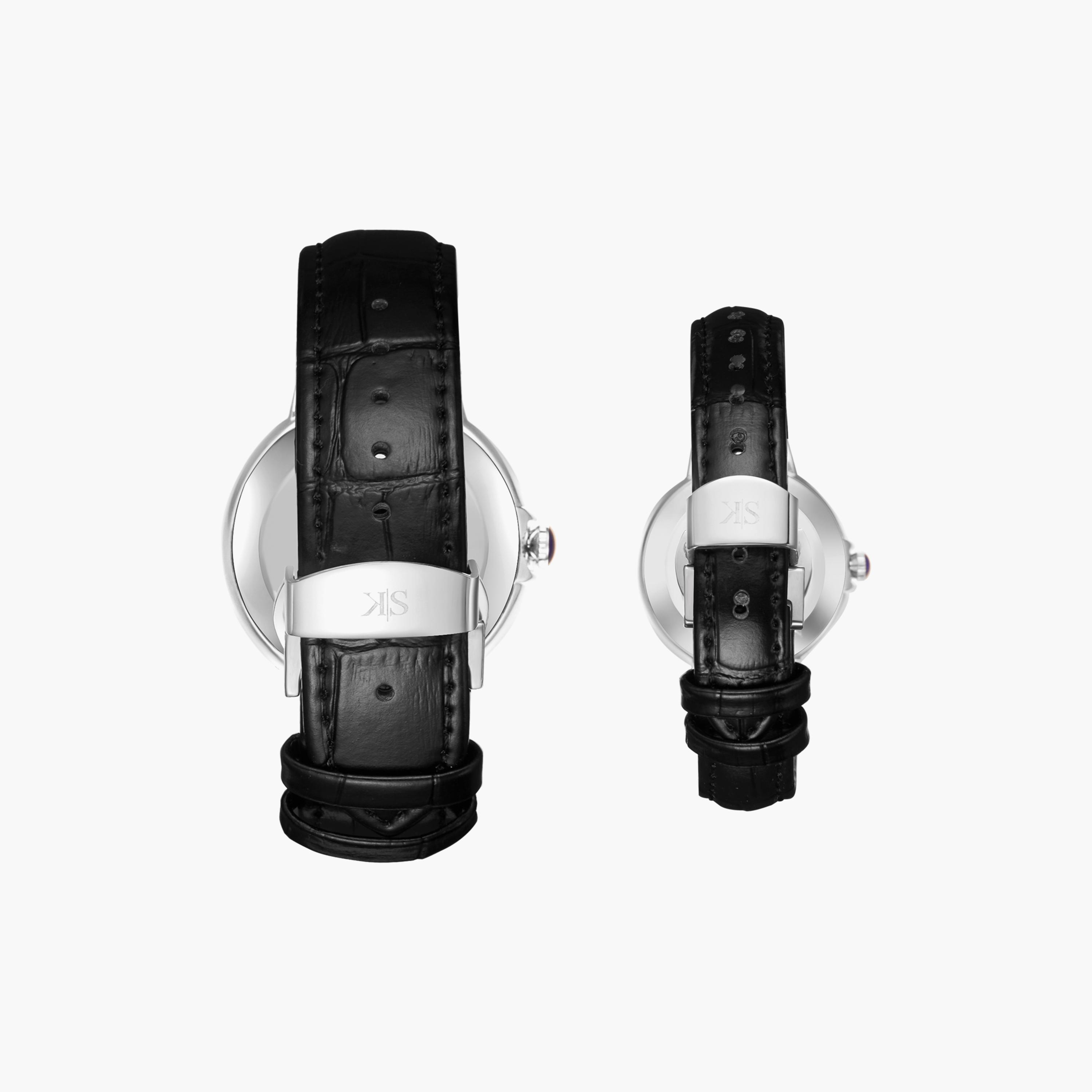 Kenneth Scott Black Analog Leather Strap Couple Watch Set | K23053P-SLBW-men-watchesandjewellery-watches-image-3