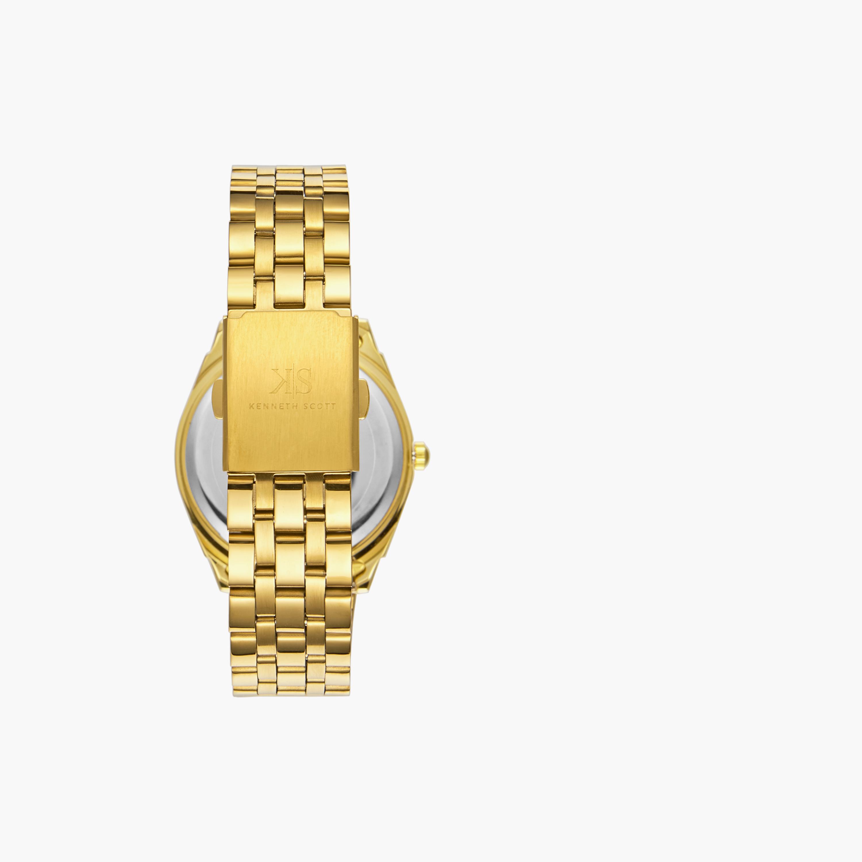 Kenneth Scott Gold Analog Stainless Steel Strap Couple Watch Set | K23054P-GBGC-men-watchesandjewellery-watches-image-3