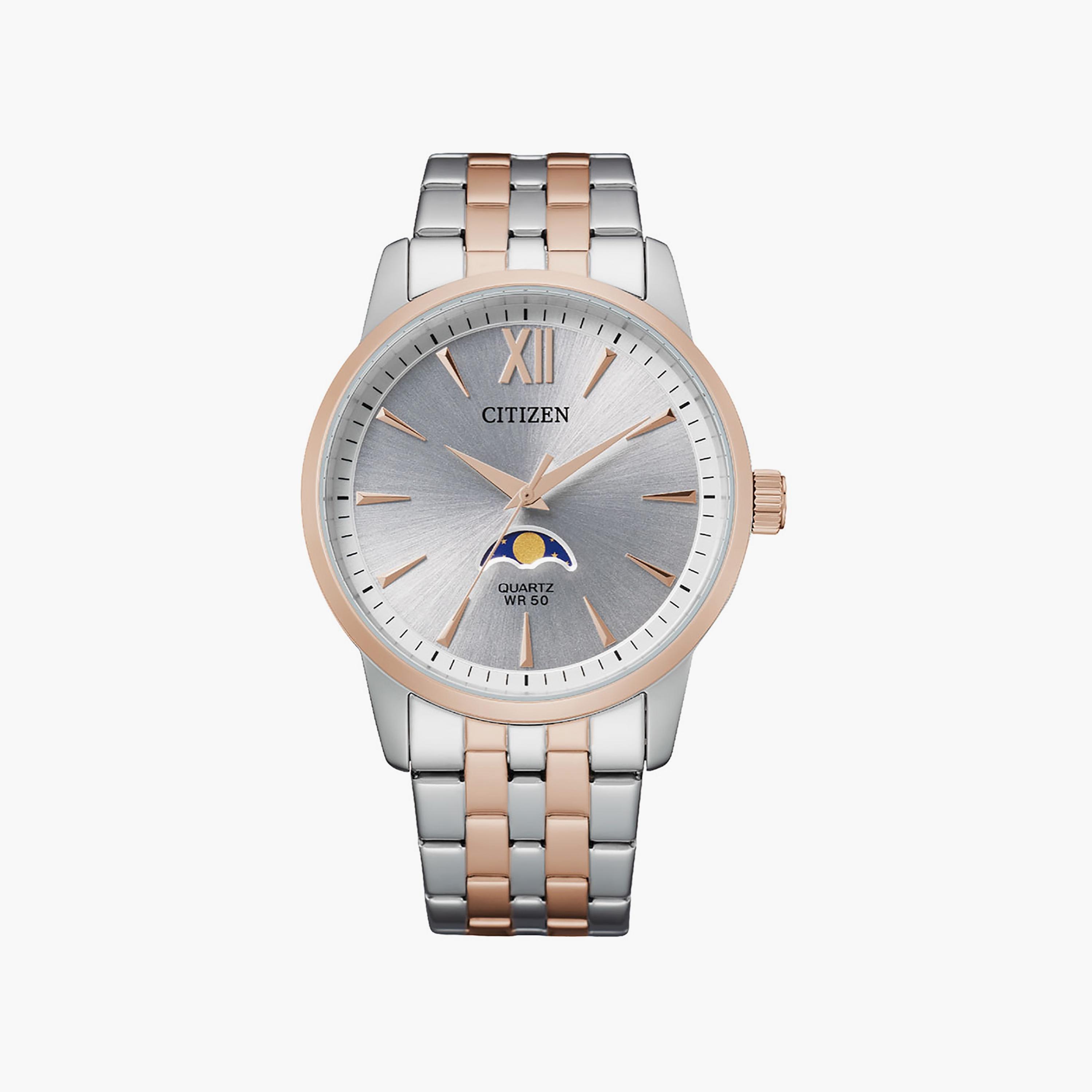 Citizen Men's 42 MM Silver & Rose Gold Analog Stainless Steel Strap Watch | AK5006-58A-men-watchesandjewellery-watches-image-1