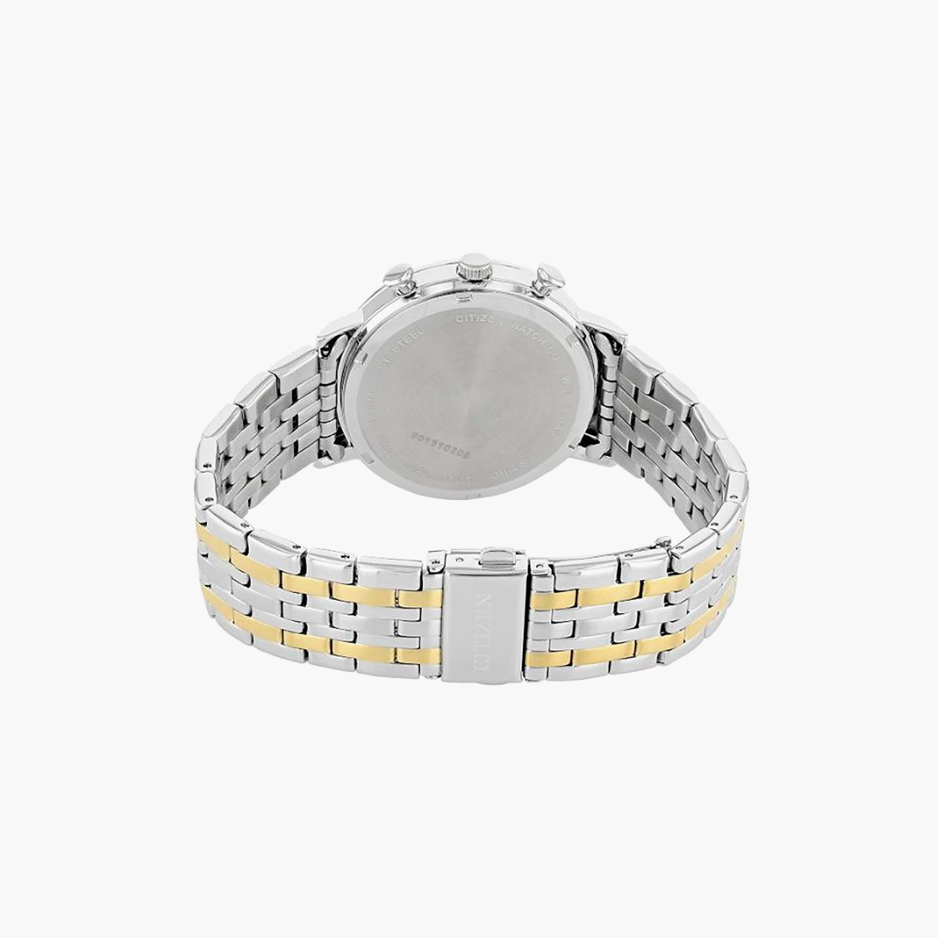 ساعة سيتيزن ذو 39 ملم بلون فضي وذهبي مع كرونوغراف بسوار ستانلس ستيل | AN3614-54A-girls-accessories-watches-image-3