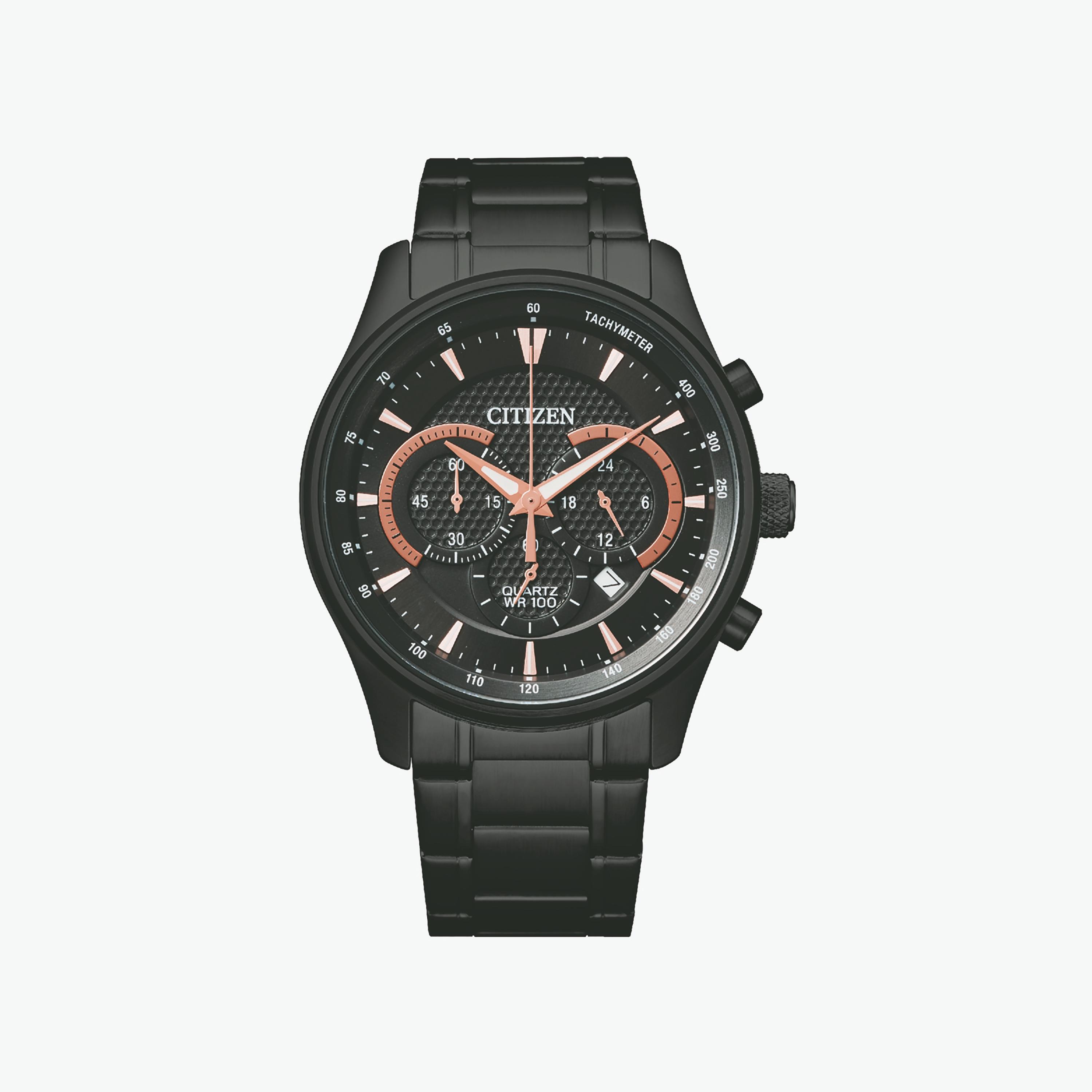 Citizen Men's 42 MM Black Chronograph Stainless Steel Strap Watch | AN8195-58E-men-watchesandjewellery-watches-image-1
