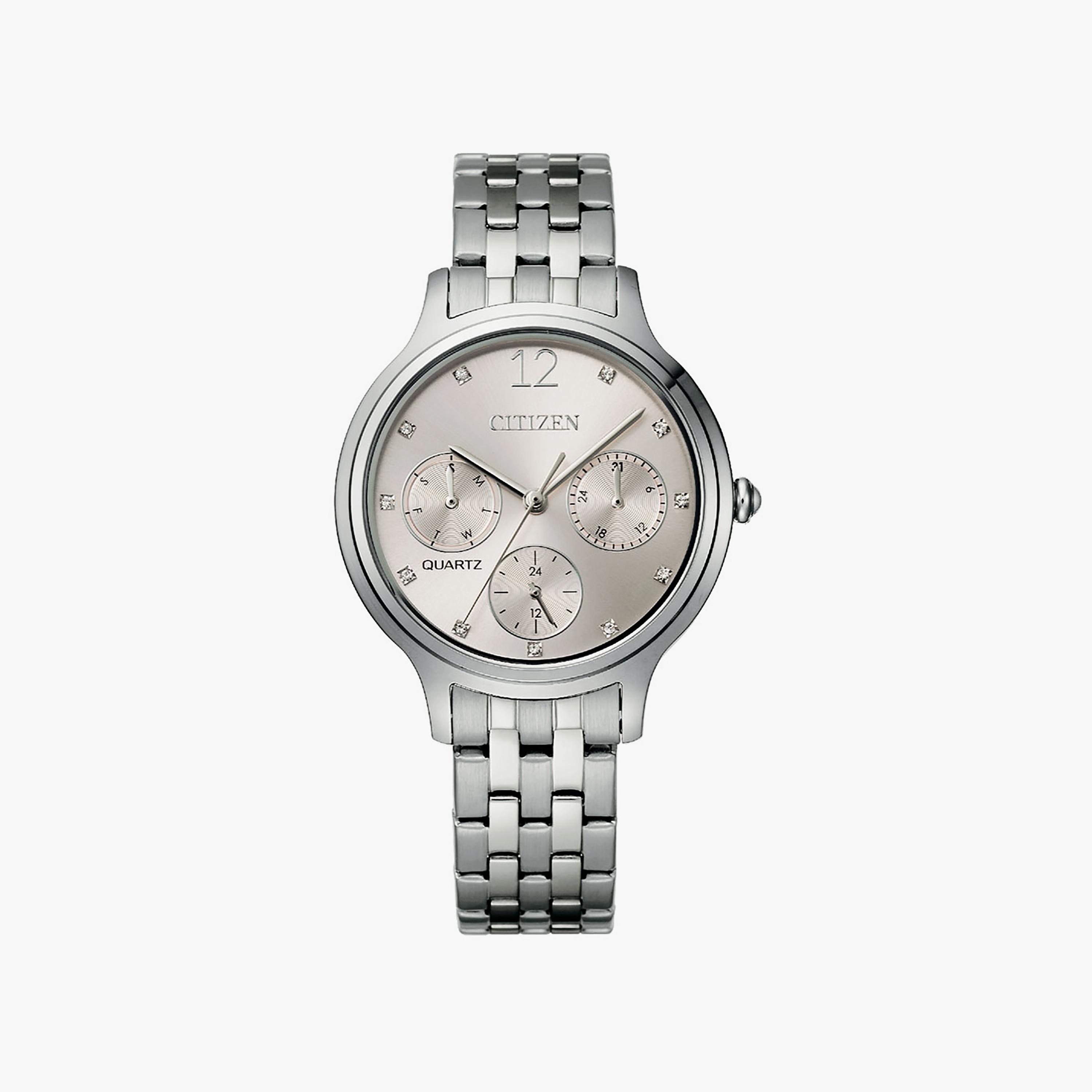 ساعة سيتيزن ذو 33 ملم بلون فضي مع انالوج بسوار ستانلس ستيل | ED8180-52X-women-watchesandjewellery-watches-image-1