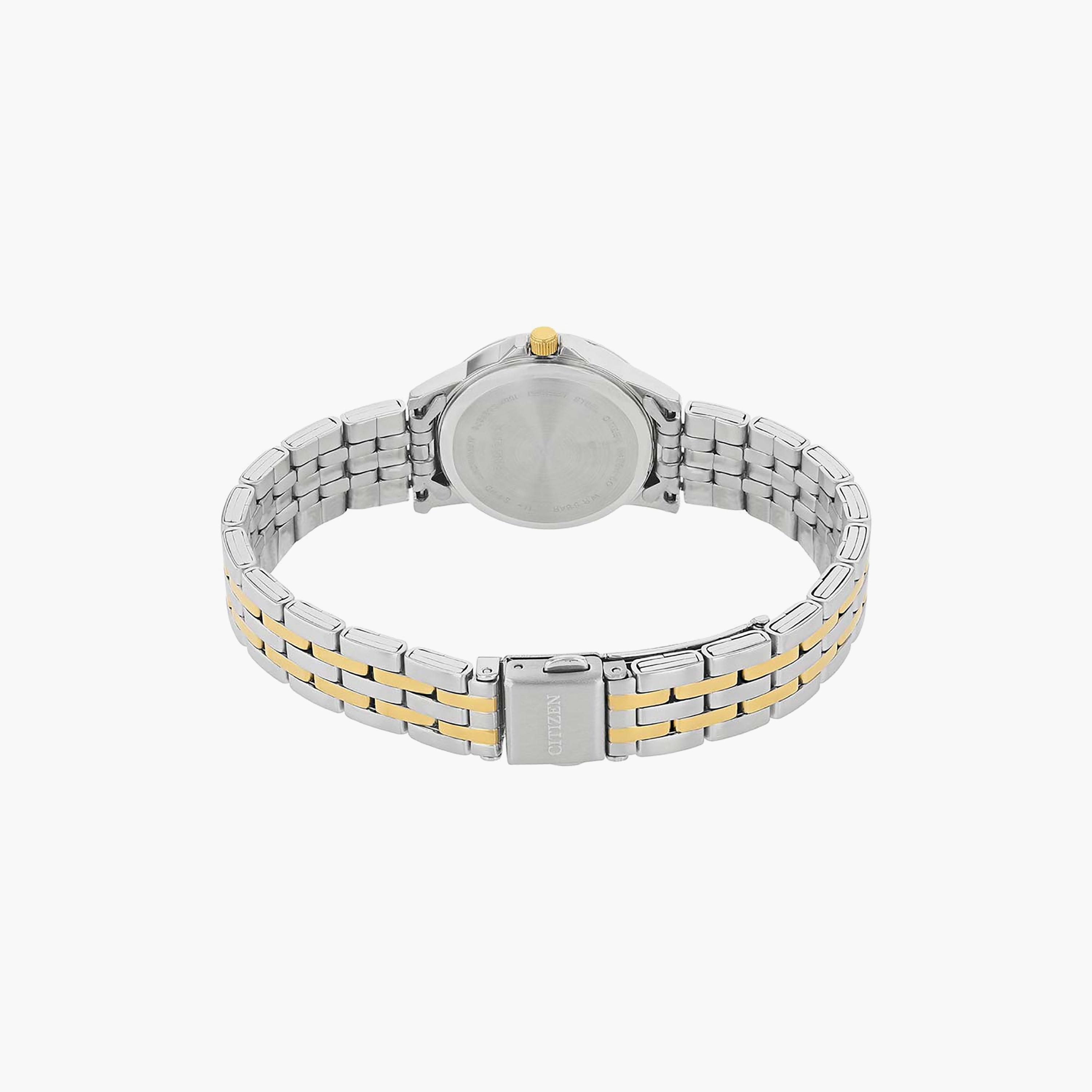 Citizen 27 MM Silver & Gold Analog Stainless Steel Strap Watch | EQ0608-55A-women-watchesandjewellery-watches-image-3