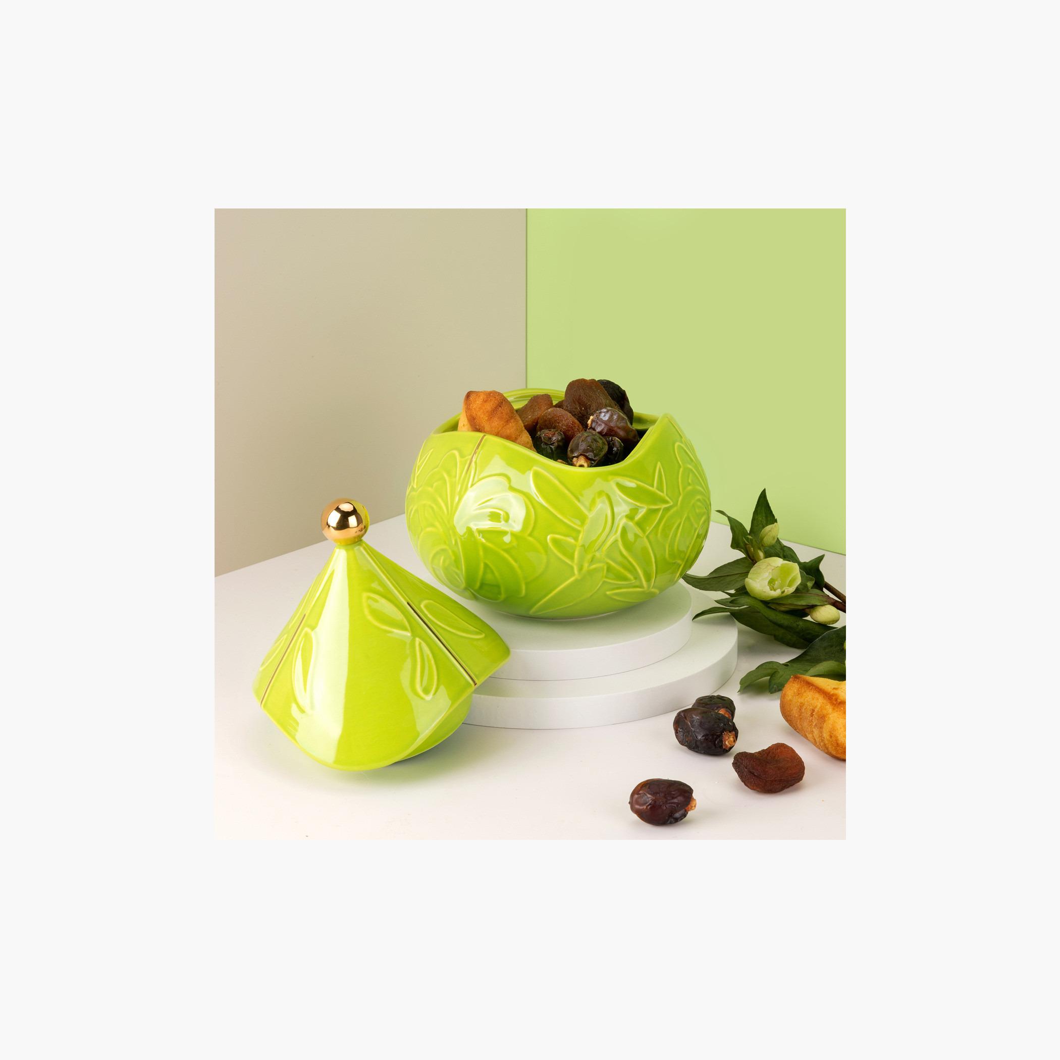 Green Porcelain Date Bowl - 13x13x18 cms-household-dining-dinnerware-bowls-image-2