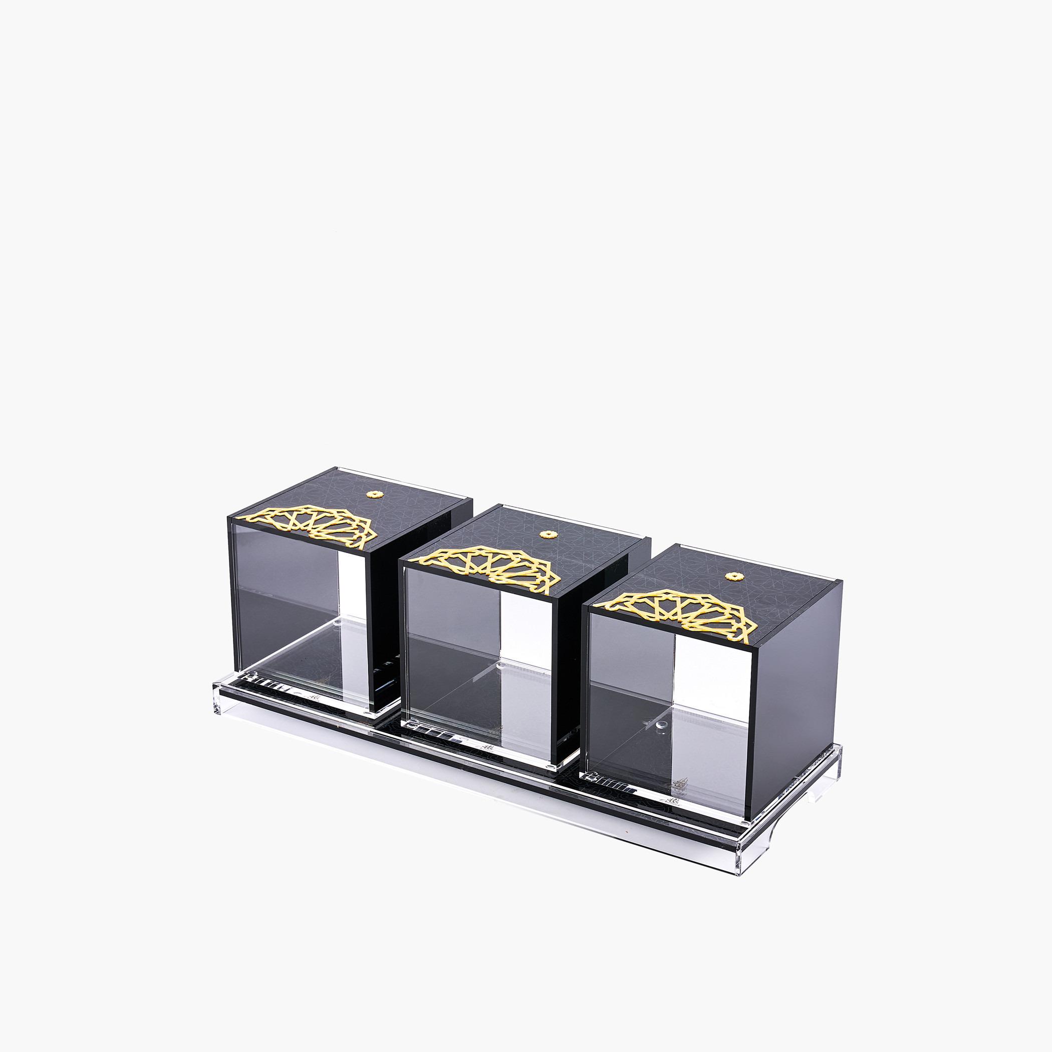 طقم جرات أكريليك وصينية 4 قطع بنقوش من أوتانتيك-household-kitchen-foodstorage-containers-image-2