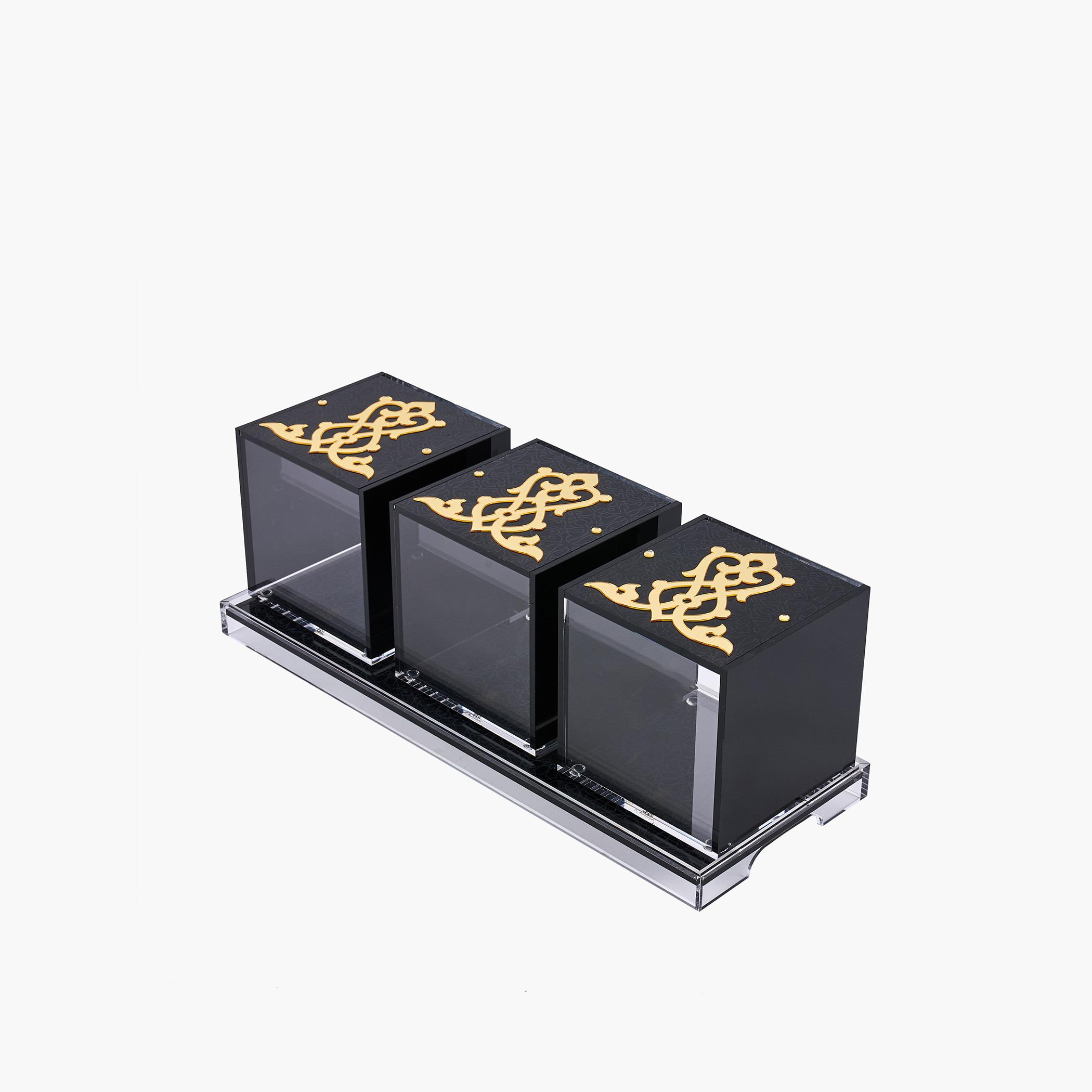 طقم جرات أكريليك وصينية 4 قطع بنقوش من أوتانتيك-household-kitchen-foodstorage-containers-image-2