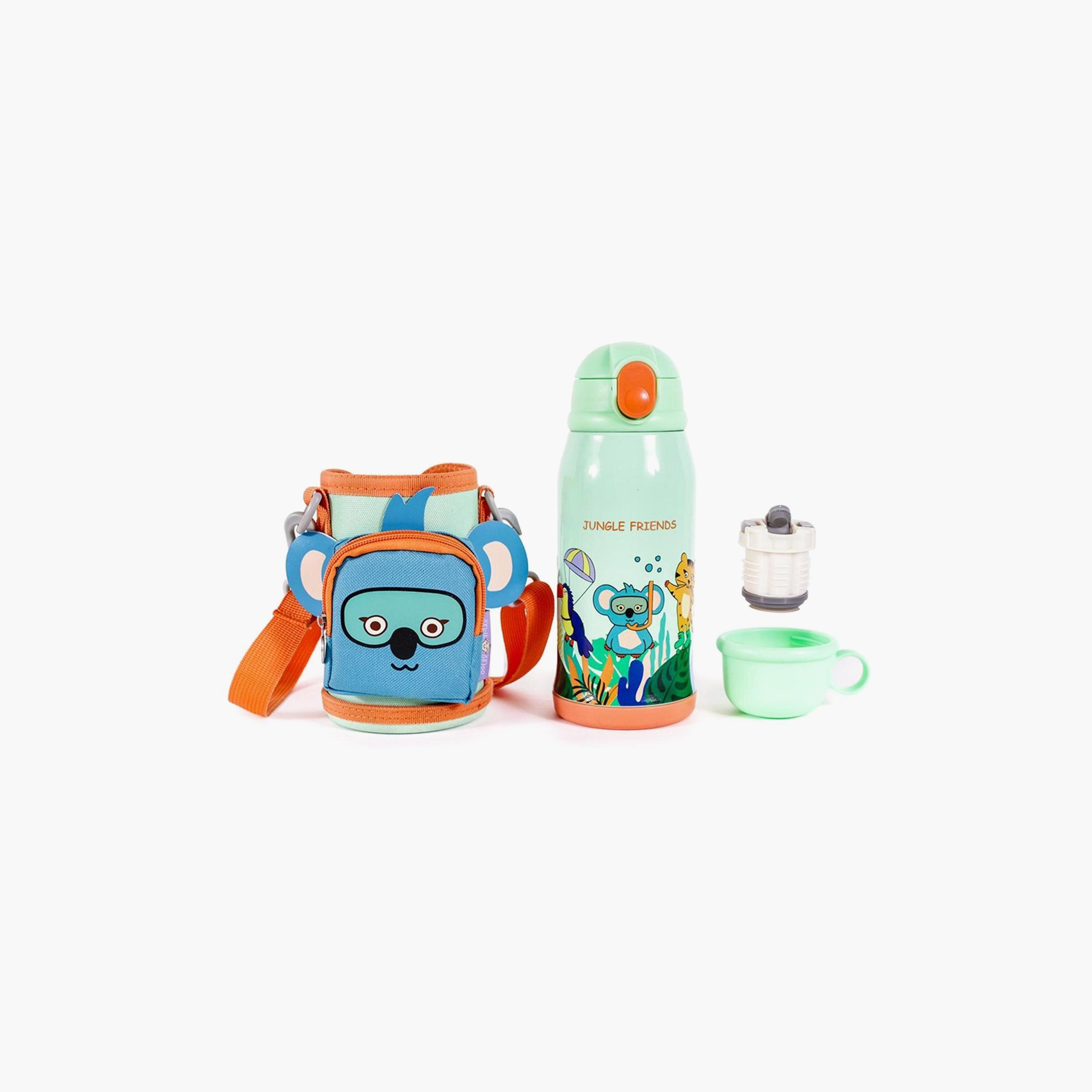 Milk&Moo Steel Kids Water Bottle with Bag Jungle Friends - 550ml-school-waterbottles-image-2