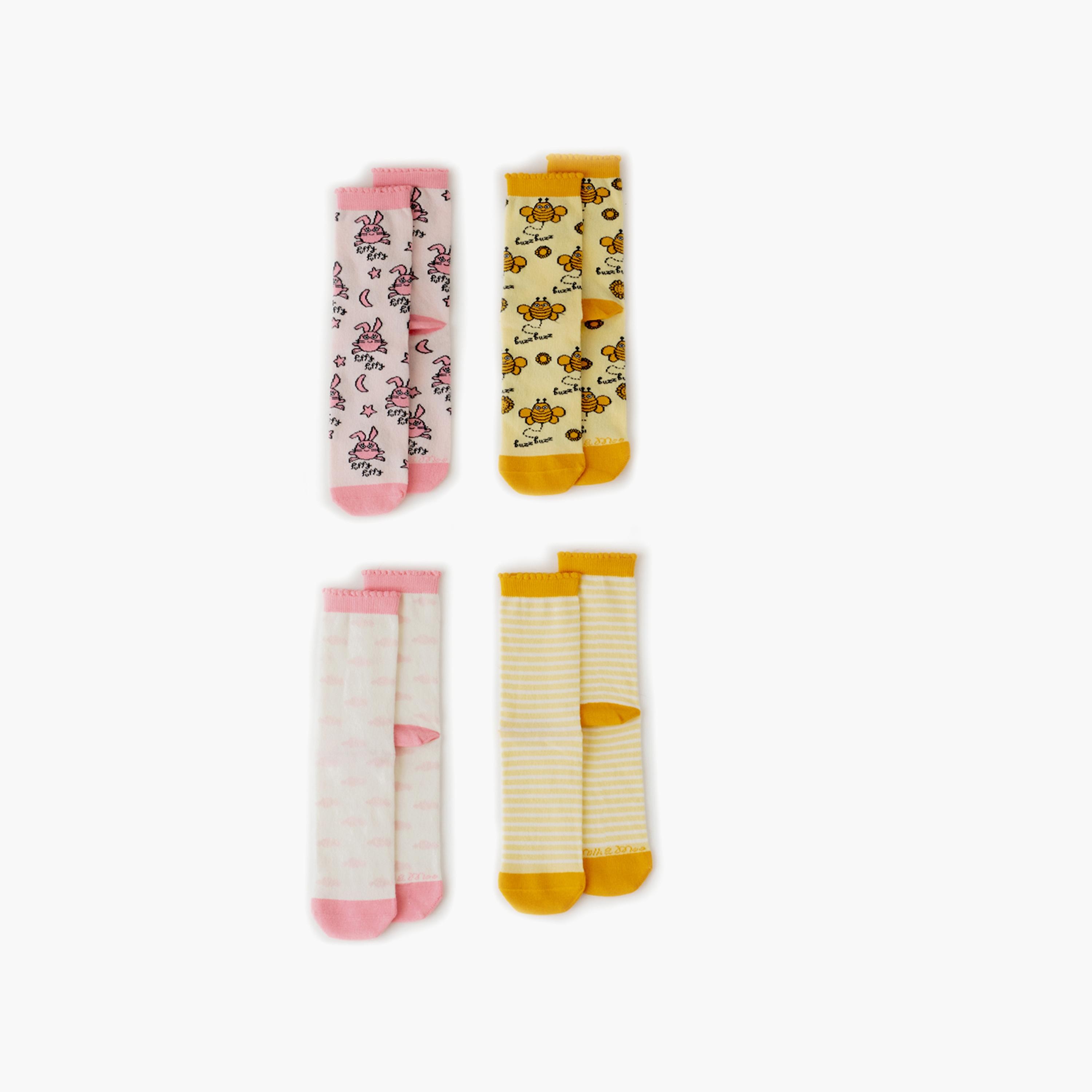 Milk&Moo 4-Pairs Buzzy Bee and Chancin Mother Socks-baby-boys-accessories-socks-image-1