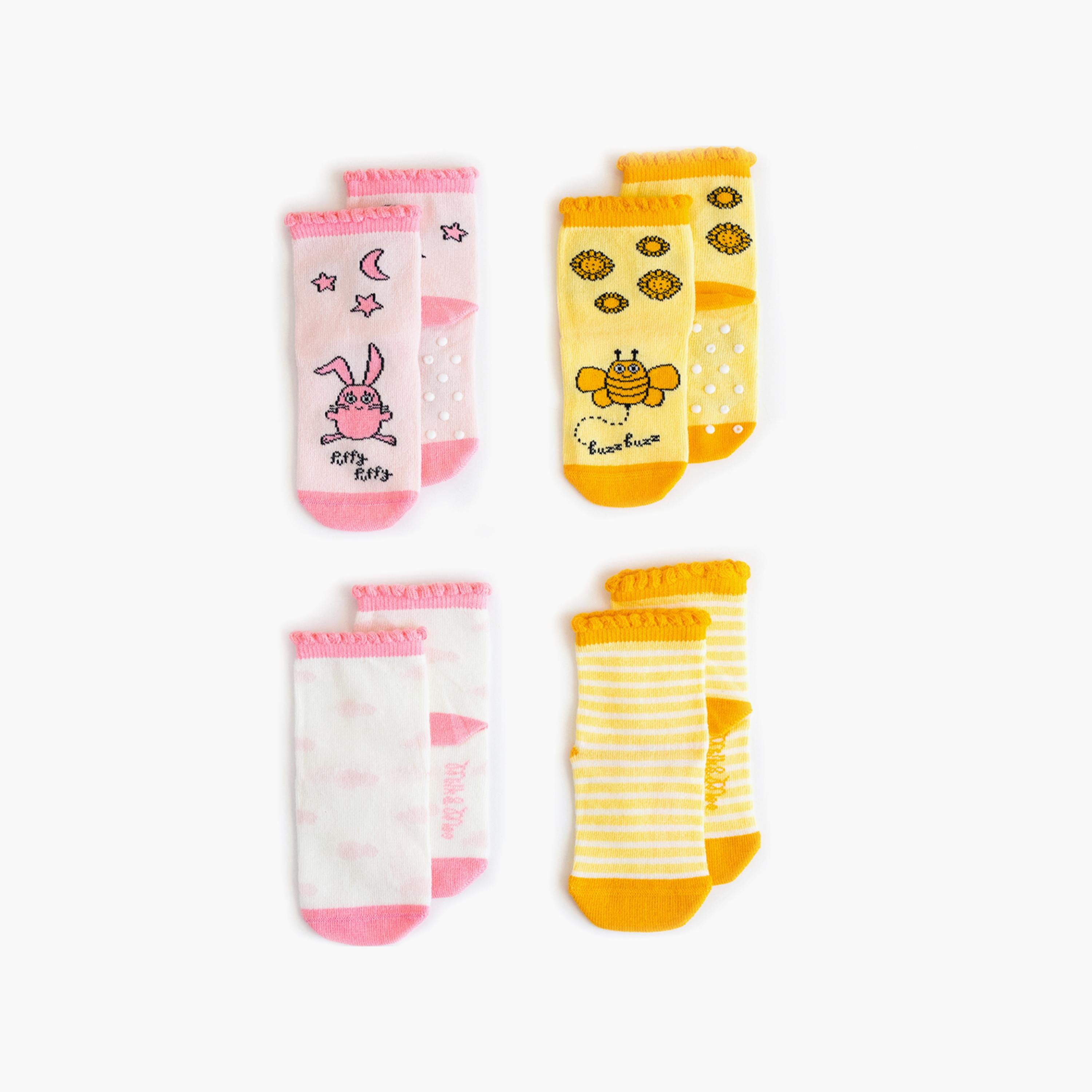 Milk&Moo 4-Pairs Buzzy Bee and Chancin Mother and Baby Sock Set-baby-boys-accessories-socks-image-2