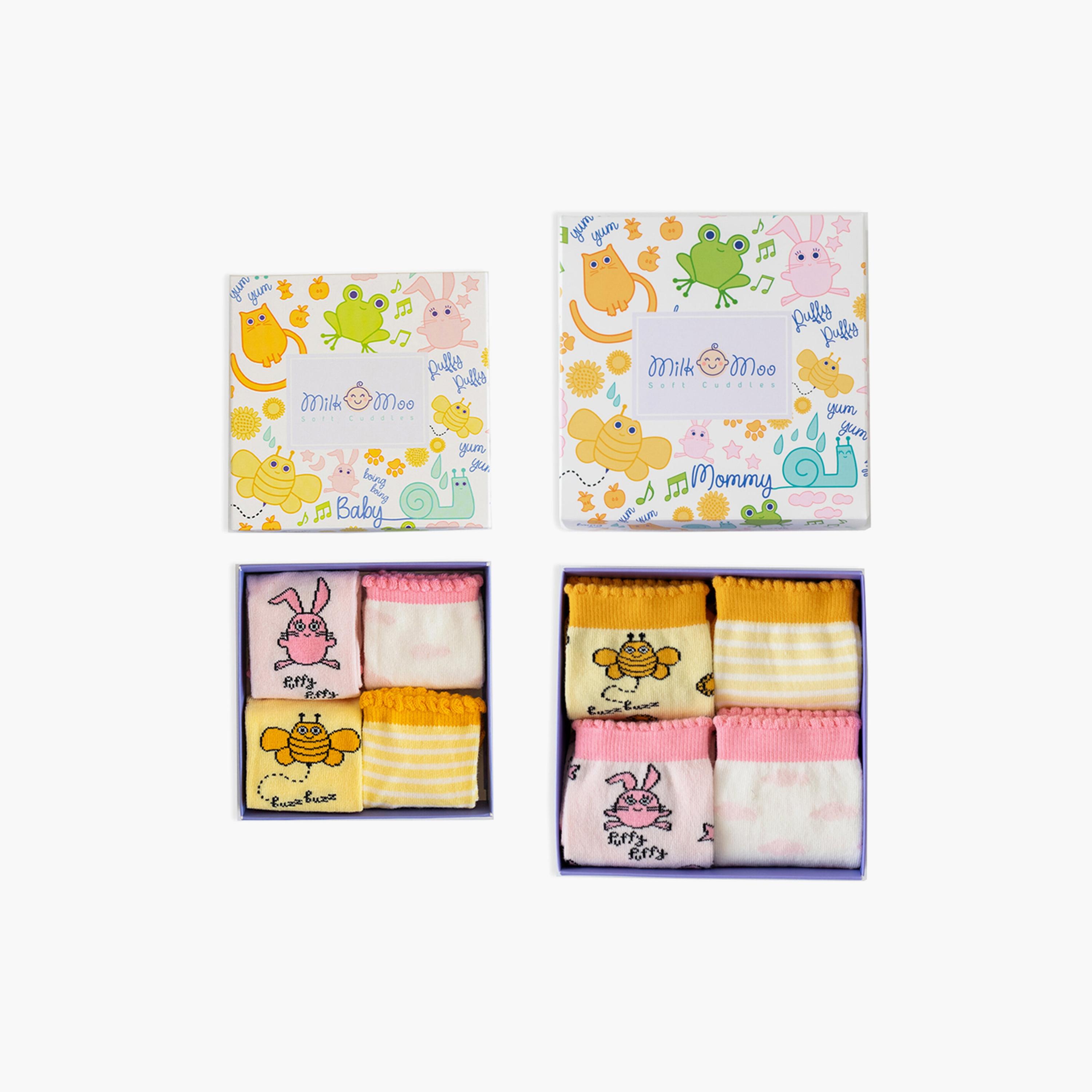 Milk&Moo 4-Pairs Buzzy Bee and Chancin Mother and Baby Sock Set-baby-boys-accessories-socks-image-4