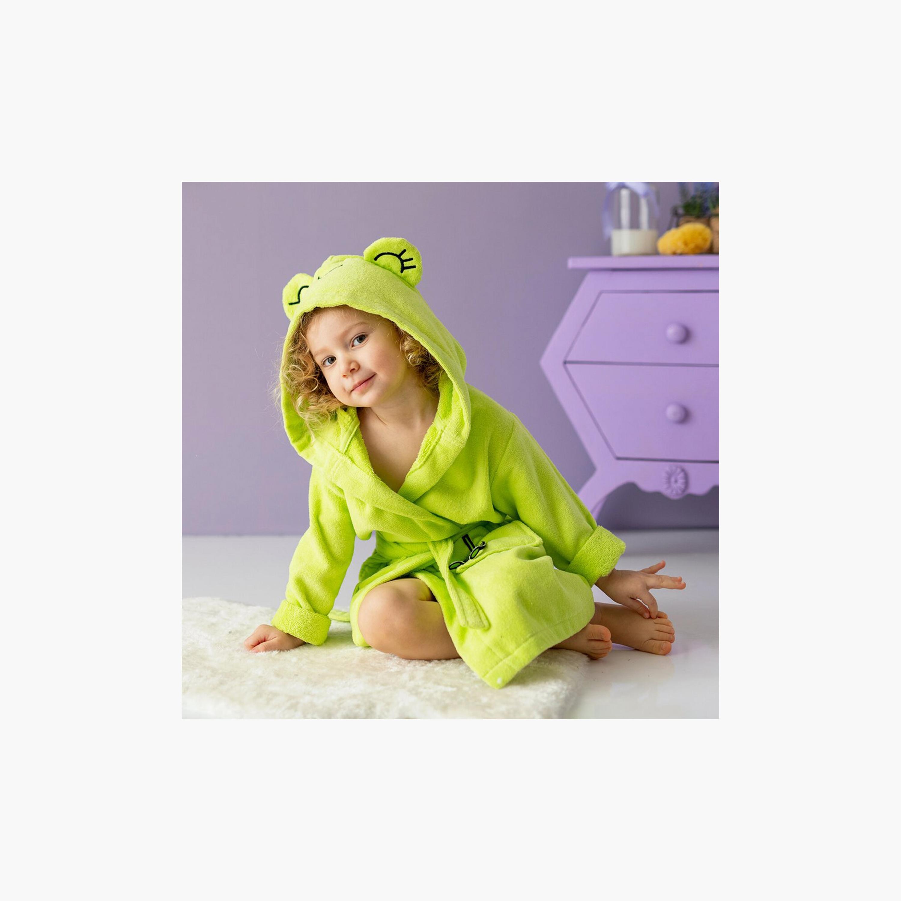 Milk&Moo Cacha Frog Velvet Bathrobe - 24 x 24 x 7 cm-baby-bathandcare-towels-image-2