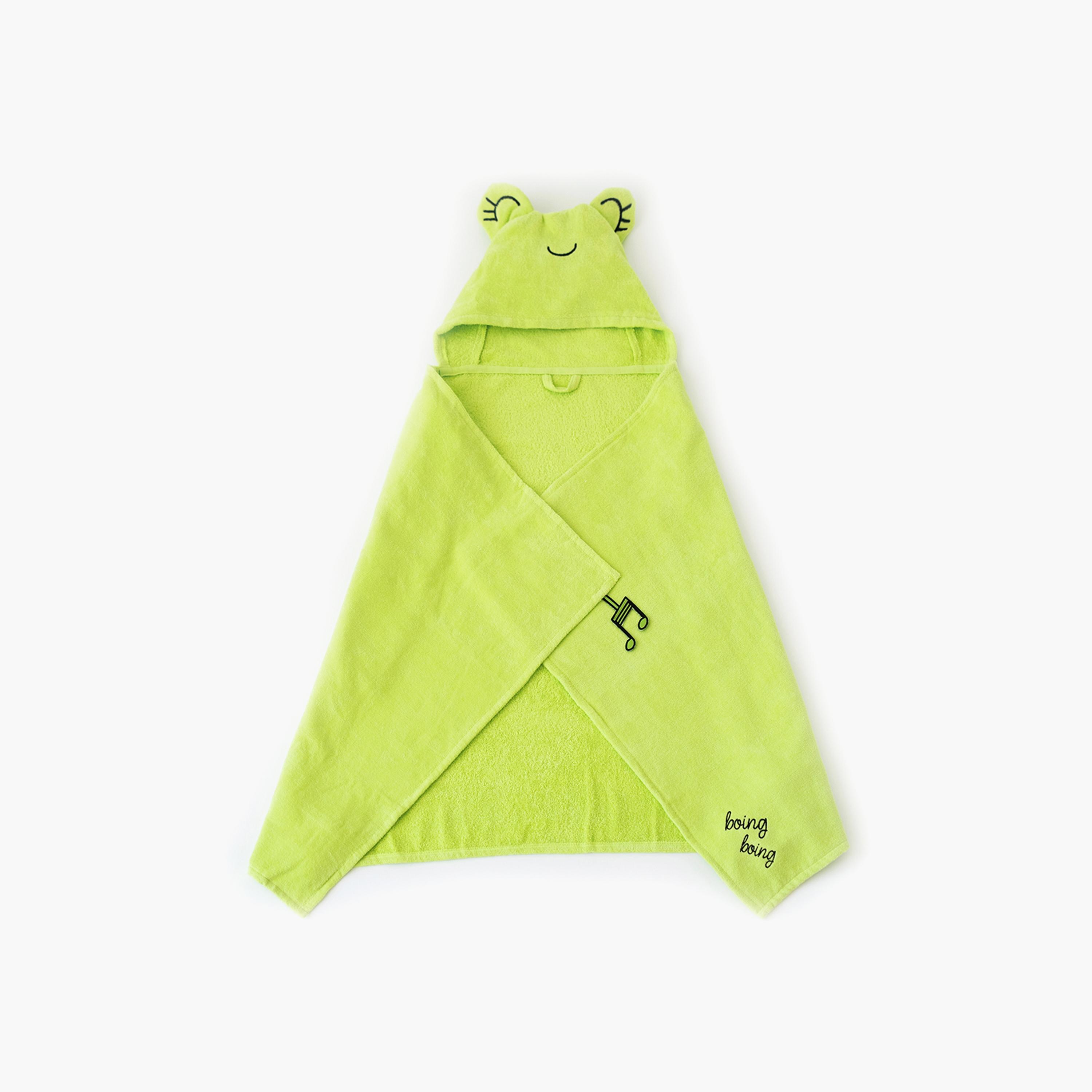 Milk&Moo Cacha Frog Velvet Hooded Baby Towel - 14 x 24 x 7 cm-baby-bathandcare-towels-image-1