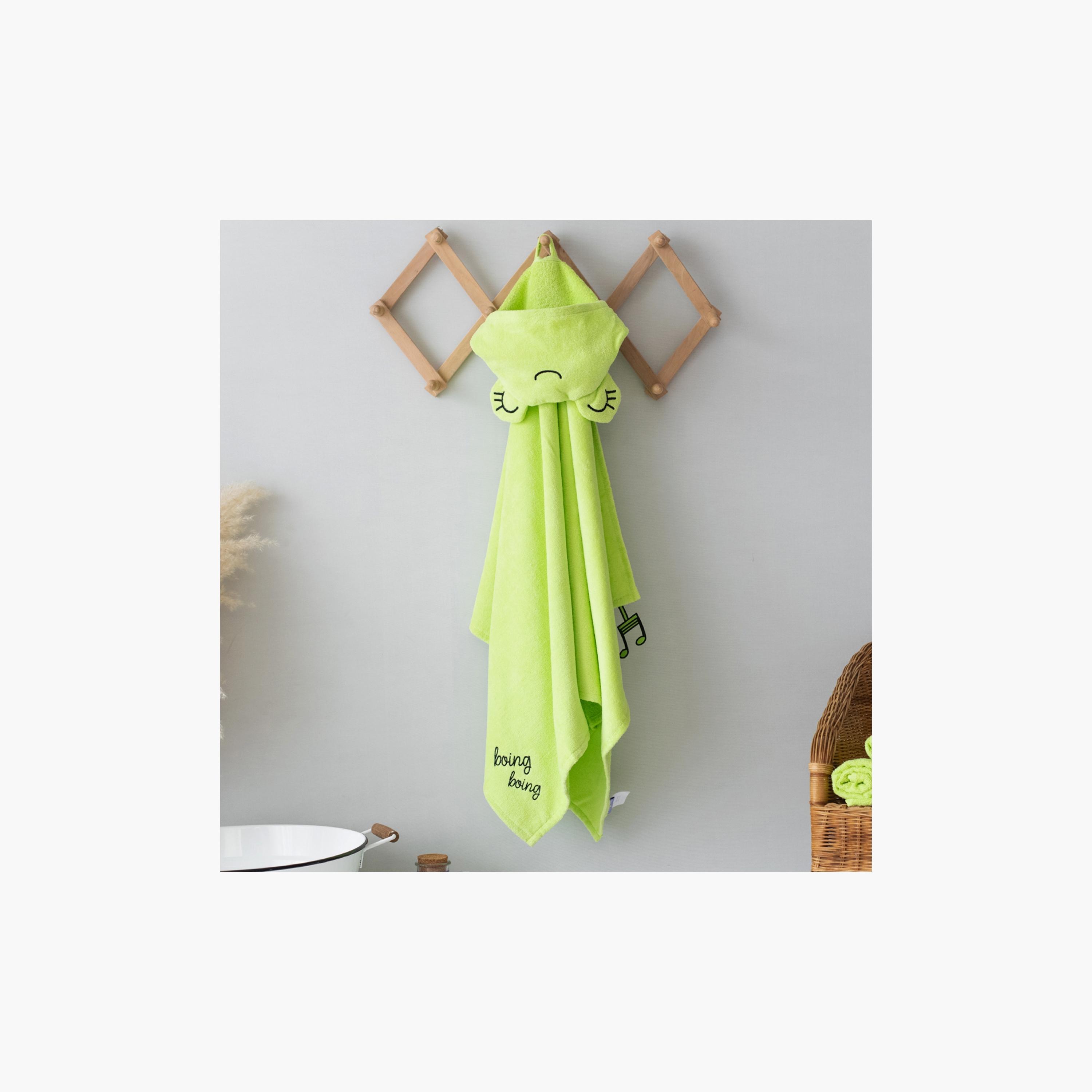 Milk&Moo Cacha Frog Velvet Hooded Baby Towel - 14 x 24 x 7 cm-baby-bathandcare-towels-image-4