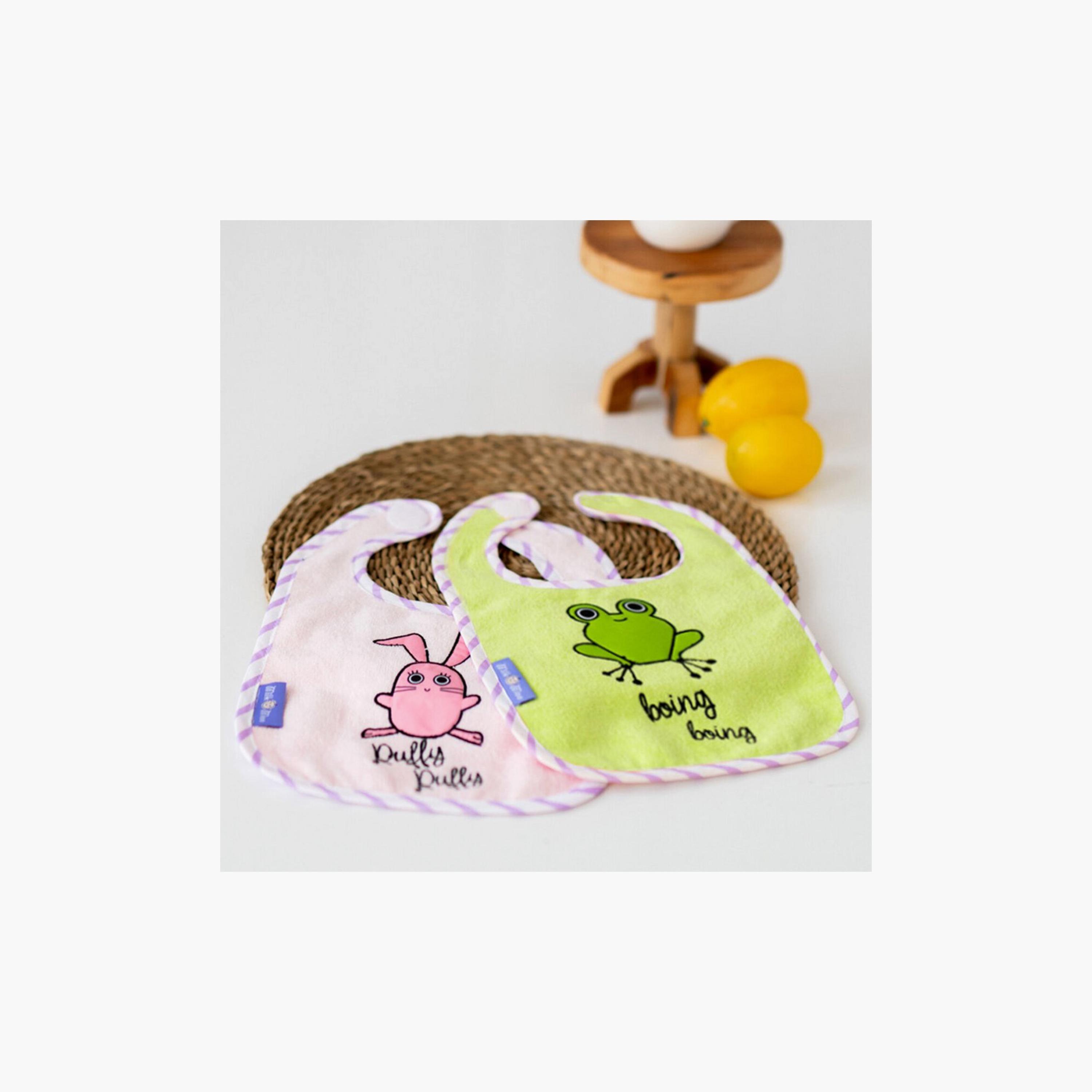 Milk&Moo 2-Piece Chancin Rabbit&Cacha Frog Baby Towel Bib Set-baby-feeding-bibs-image-4