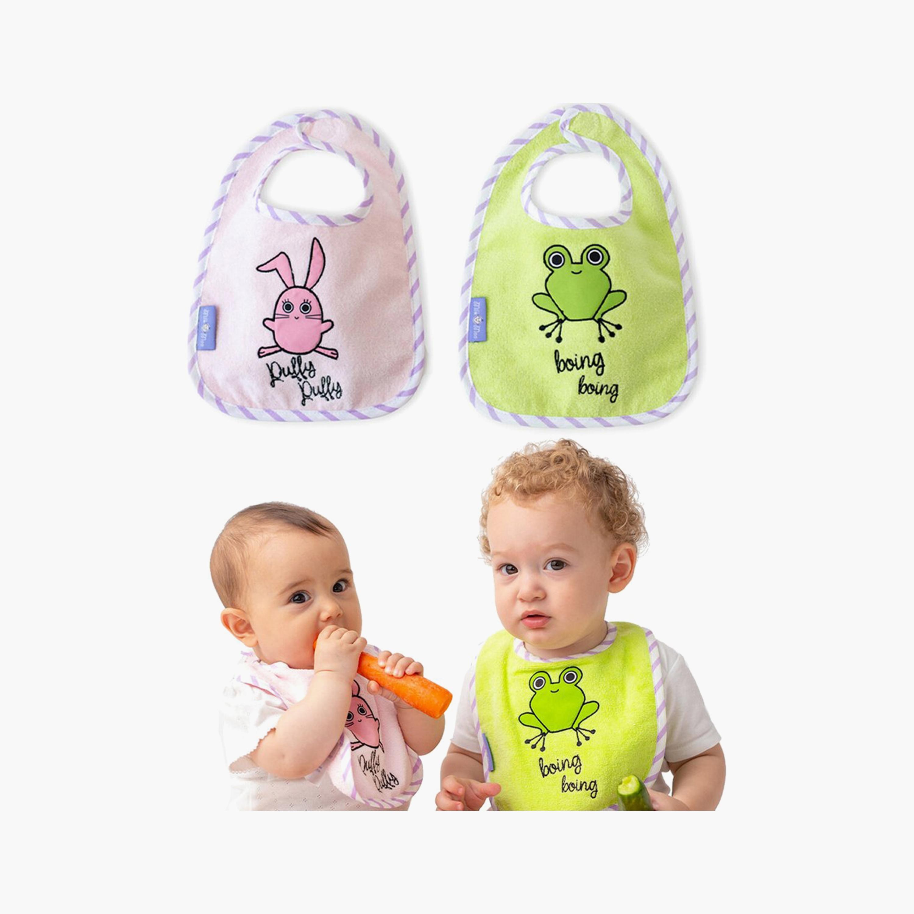 Milk&Moo 2-Piece Chancin Rabbit&Cacha Frog Baby Towel Bib Set-baby-feeding-bibs-image-5