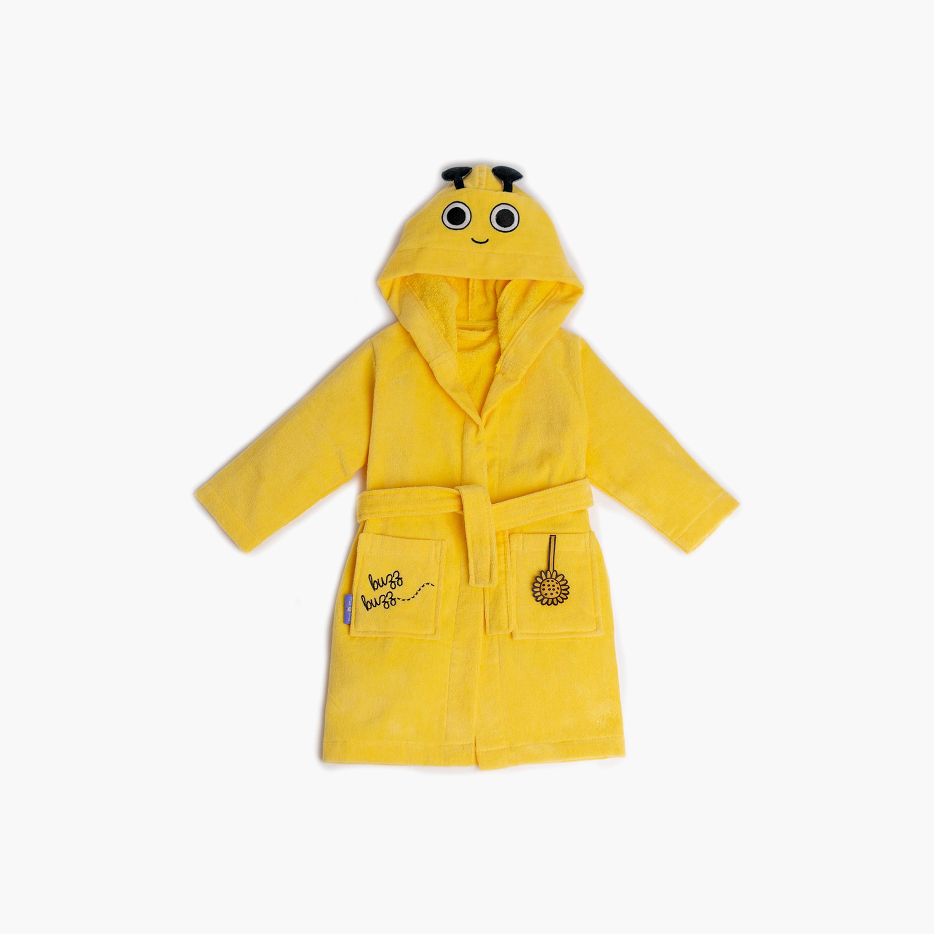 Milk&Moo Buzzy Bee Velvet Hooded Bathrobe - 24 x 24 x 7 cm-baby-bathandcare-towels-image-1