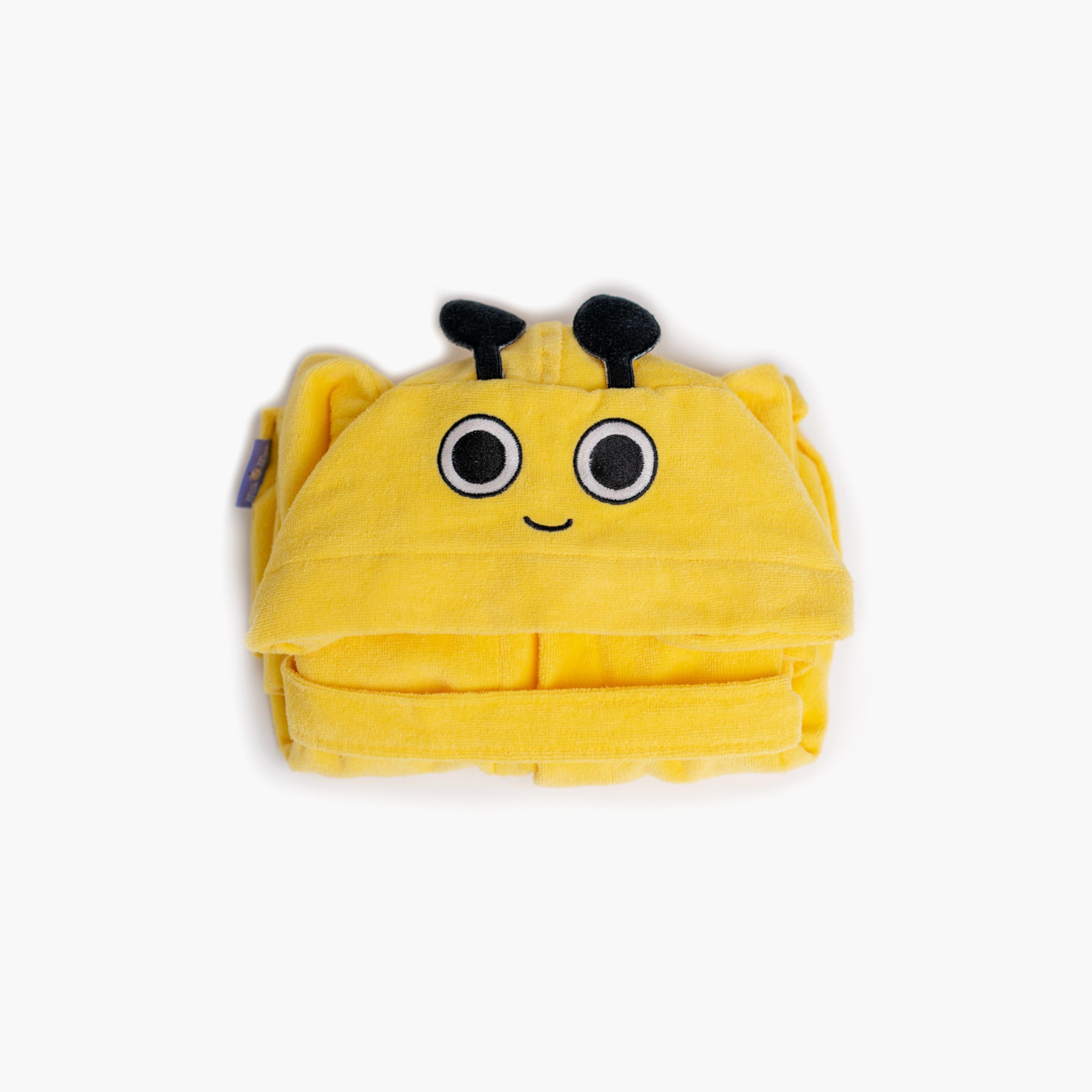 Milk&Moo Buzzy Bee Velvet Hooded Bathrobe - 24 x 24 x 7 cm-baby-bathandcare-towels-image-2