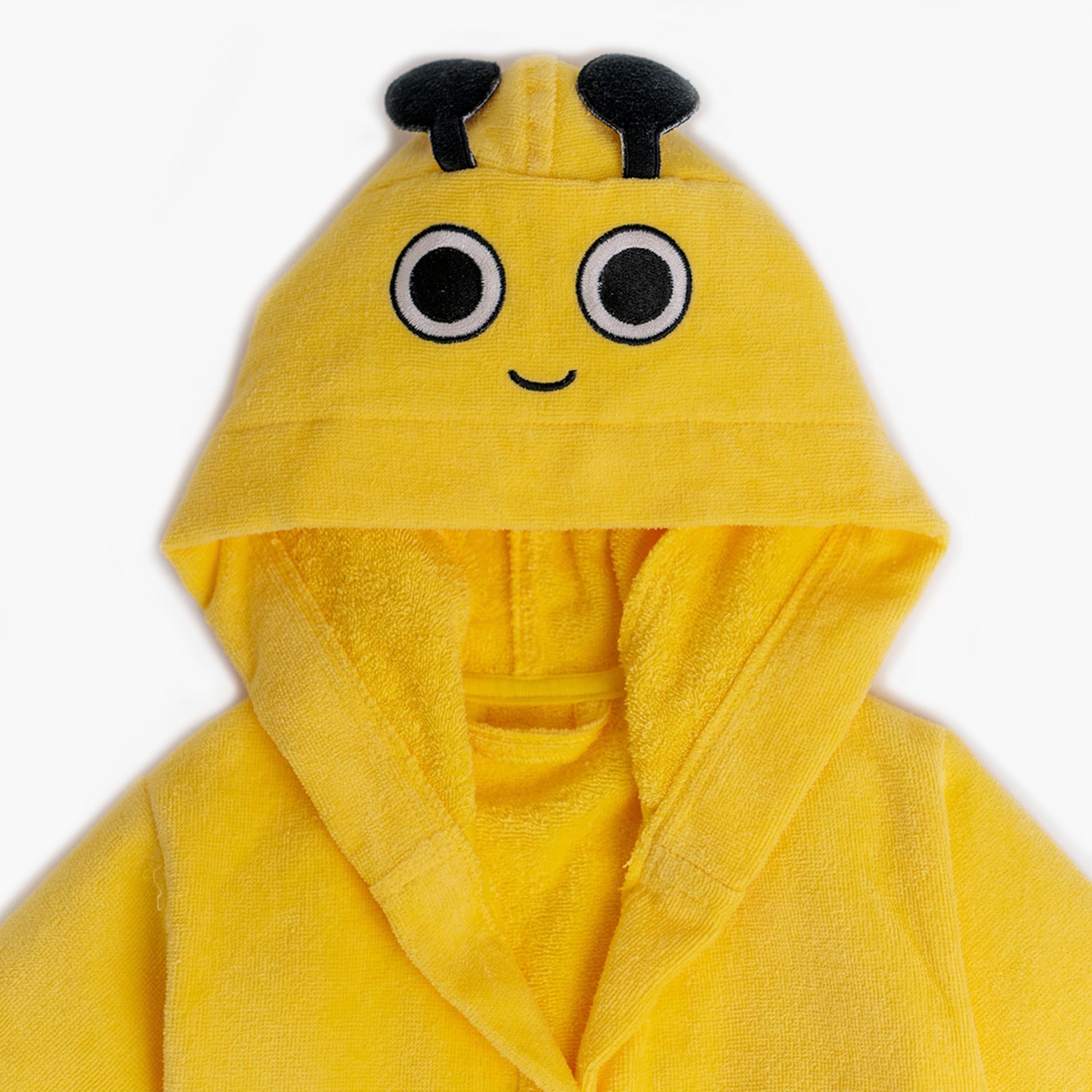 Milk&Moo Buzzy Bee Velvet Hooded Bathrobe - 24 x 24 x 7 cm-baby-bathandcare-towels-image-3