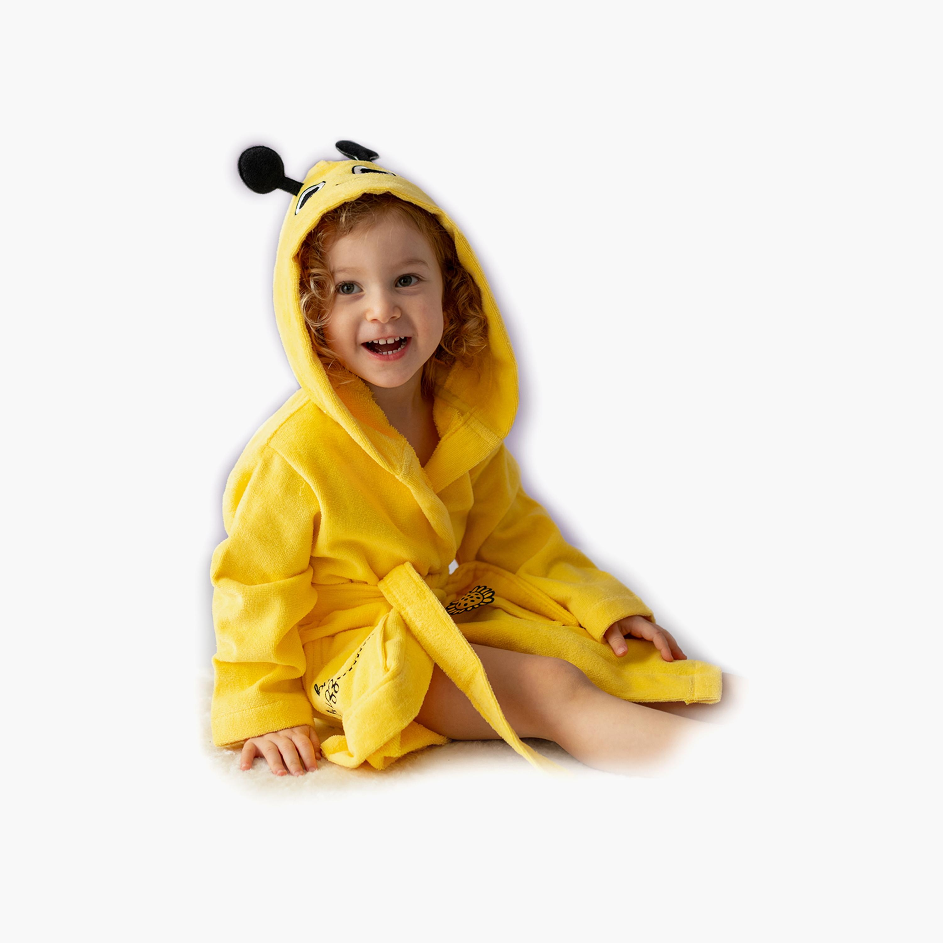Milk&Moo Buzzy Bee Velvet Hooded Bathrobe - 24 x 24 x 7 cm-baby-bathandcare-towels-image-5