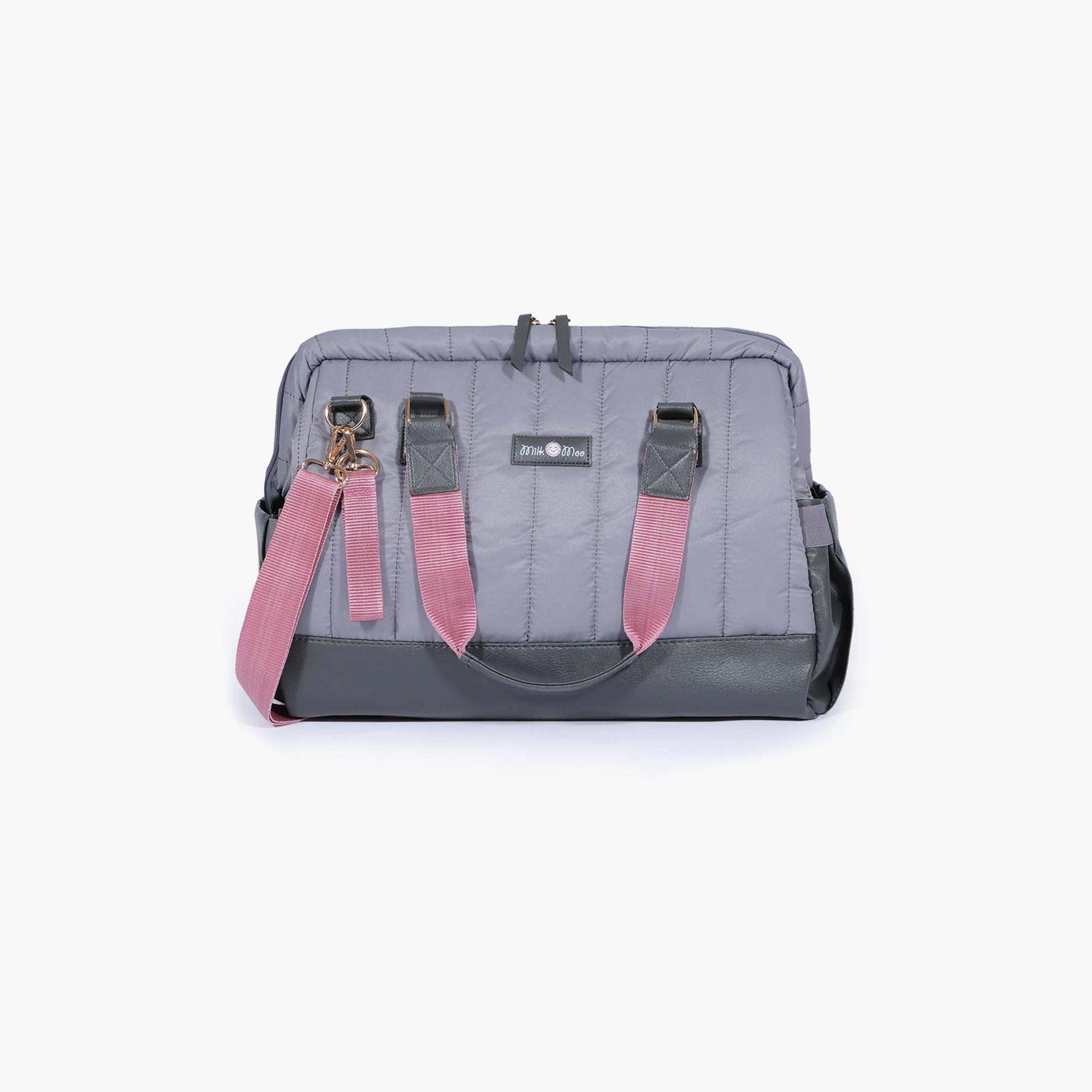 Milk&Moo Quilted Diaper Bag, Dark Gray-baby-diapering-diaperbags-image-1