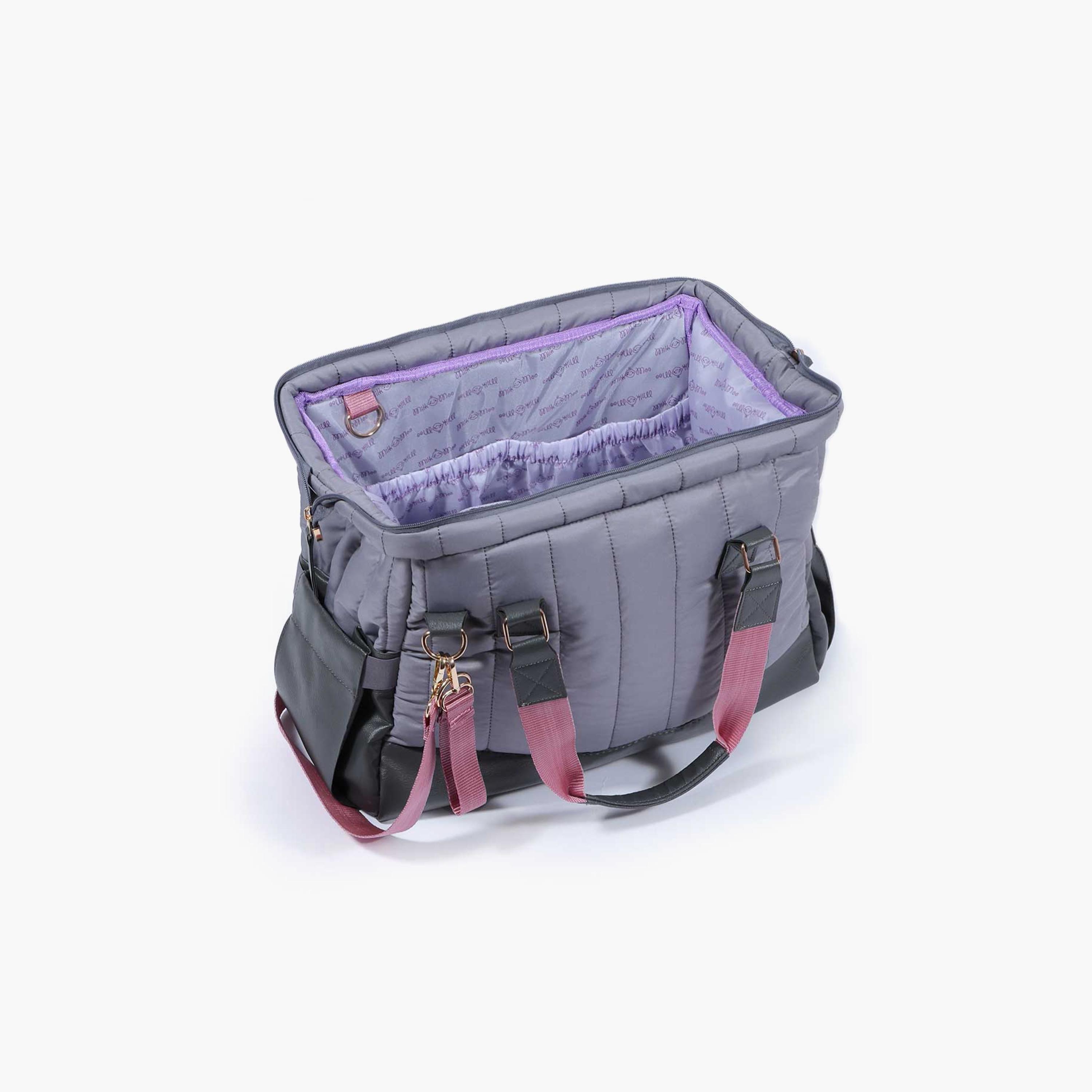 Milk&Moo Quilted Diaper Bag, Dark Gray-baby-diapering-diaperbags-image-2