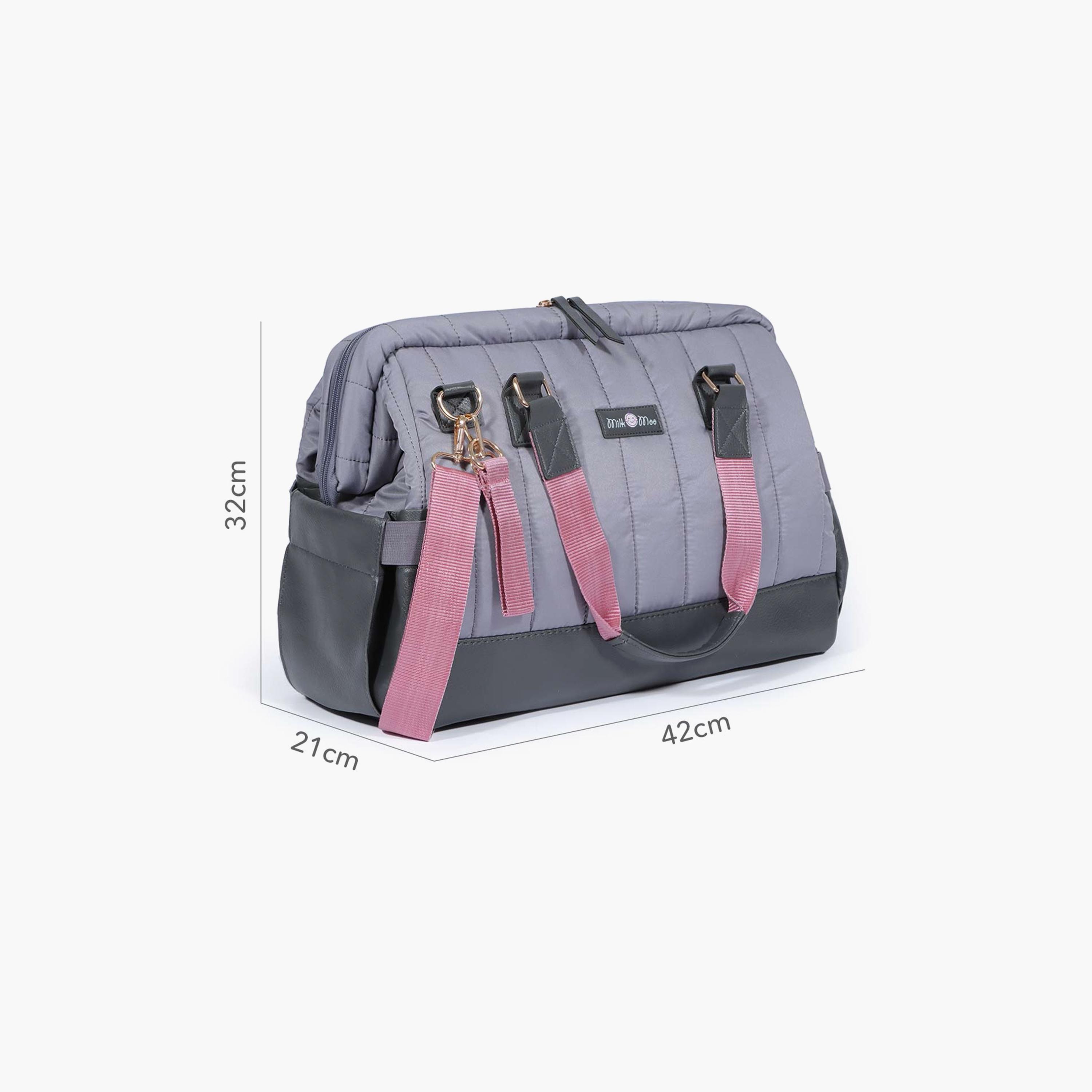 Milk&Moo Quilted Diaper Bag, Dark Gray-baby-diapering-diaperbags-image-3