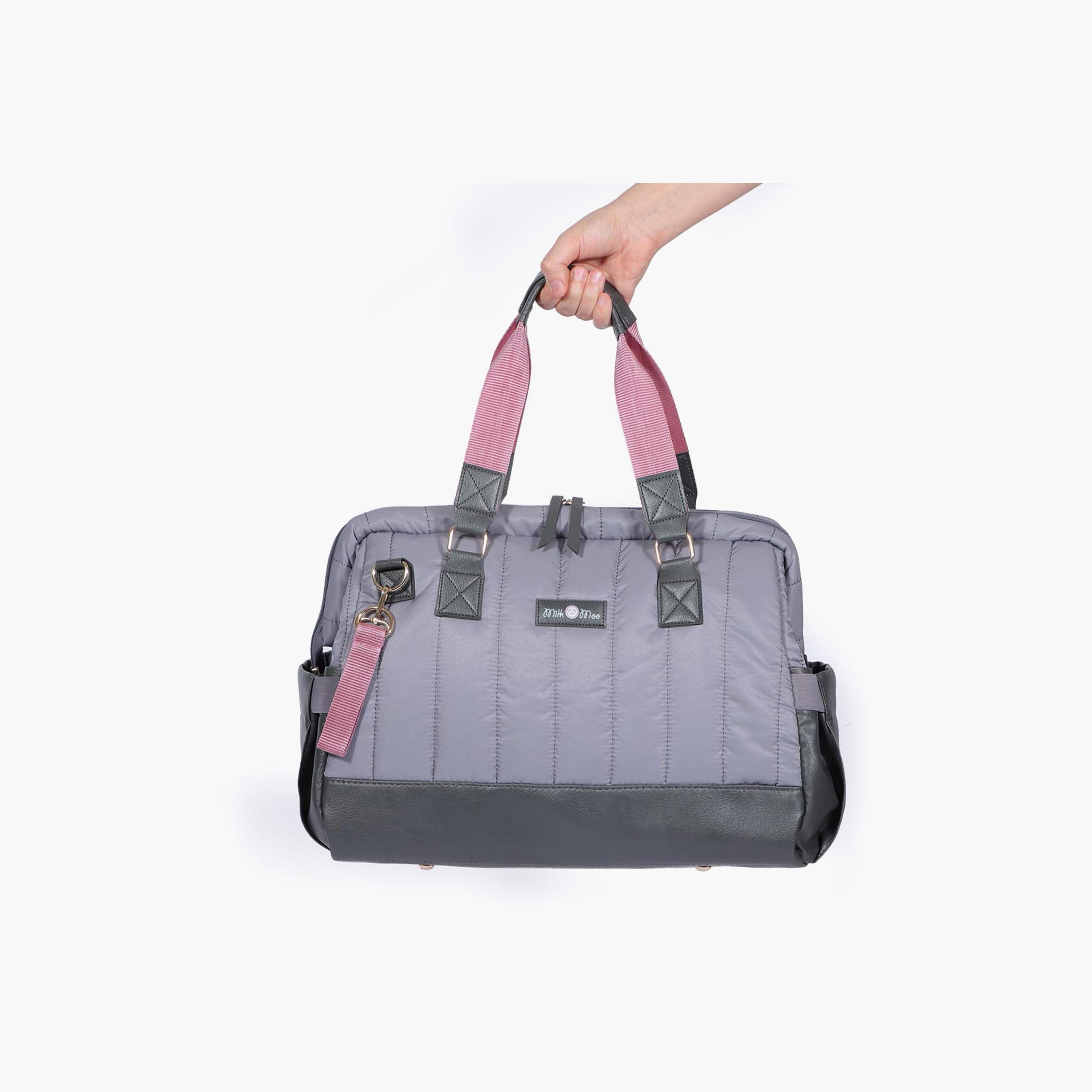 Milk&Moo Quilted Diaper Bag, Dark Gray-baby-diapering-diaperbags-image-5