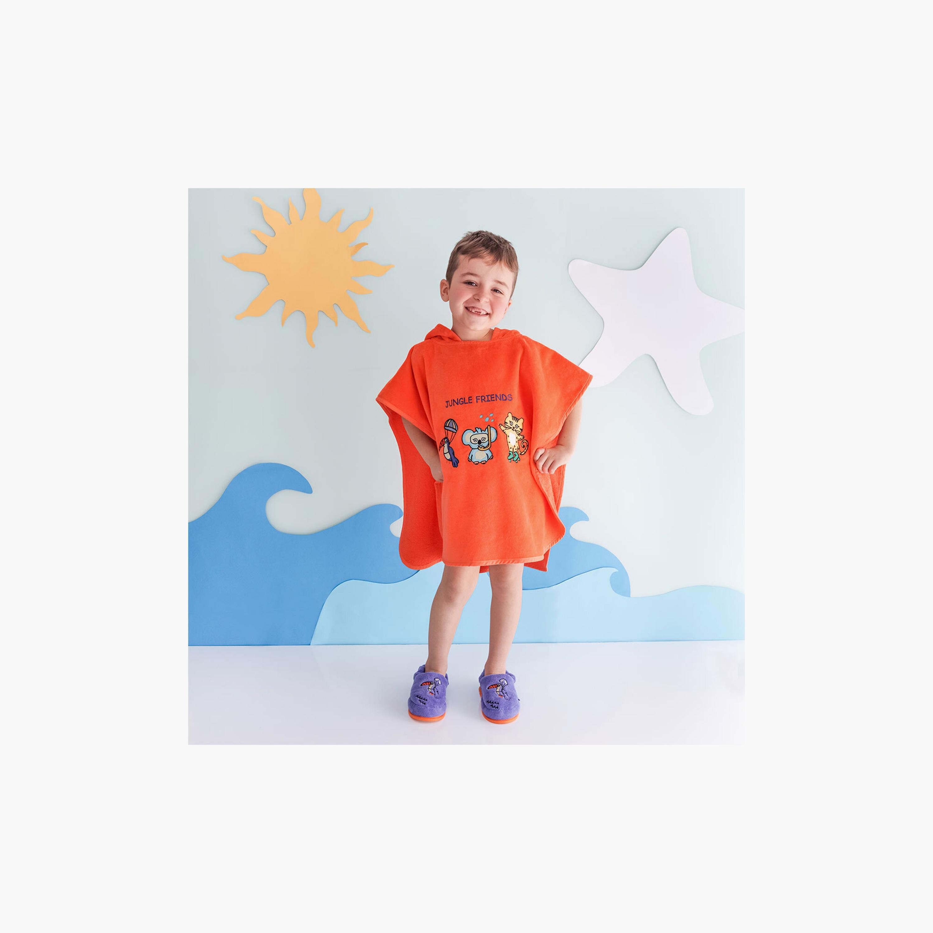 Milk&Moo 100% Cotton Kids Poncho, Orange - 14 x 24 x 7 cm-baby-bathandcare-towels-image-1