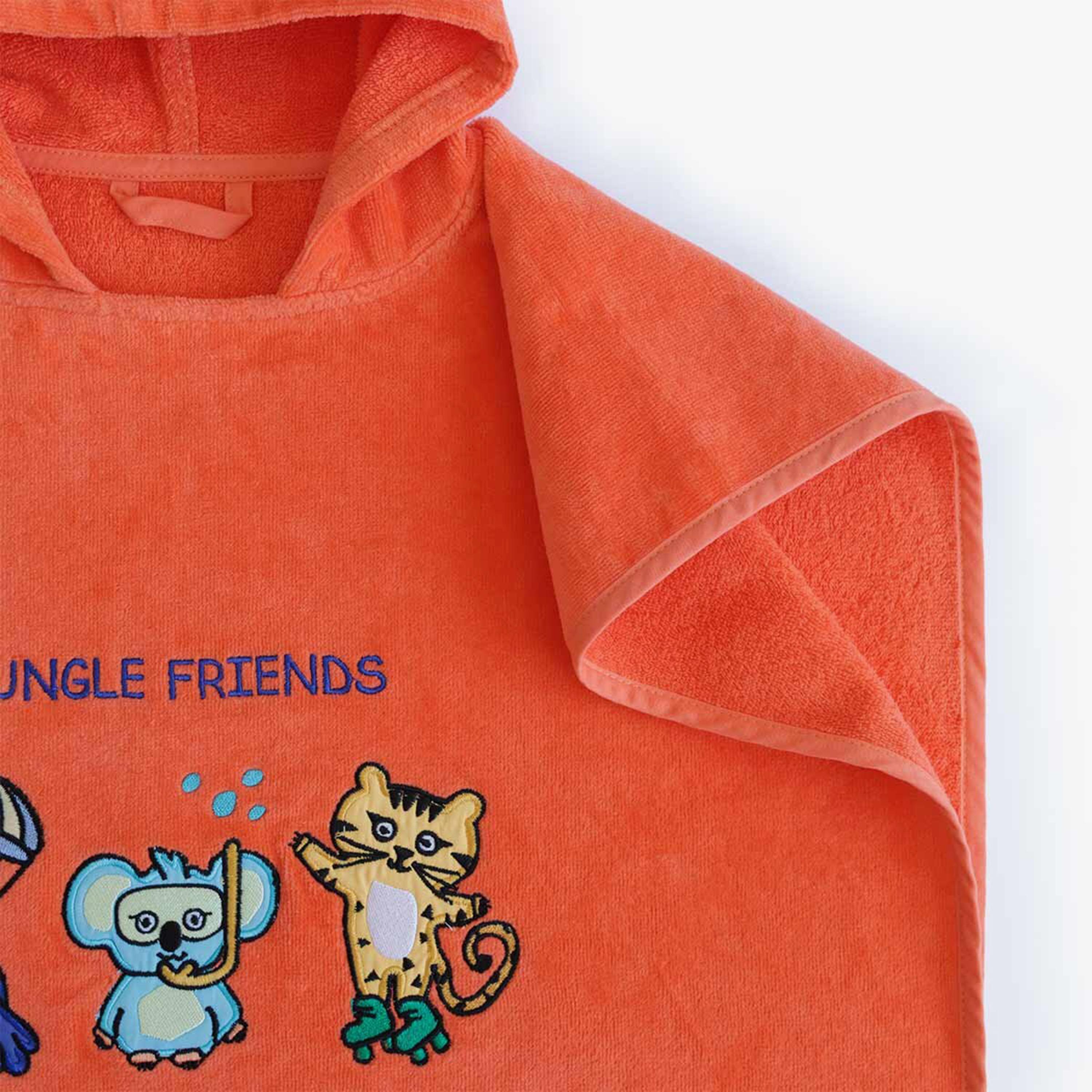 Milk&Moo 100% Cotton Kids Poncho, Orange - 14 x 24 x 7 cm-baby-bathandcare-towels-image-4