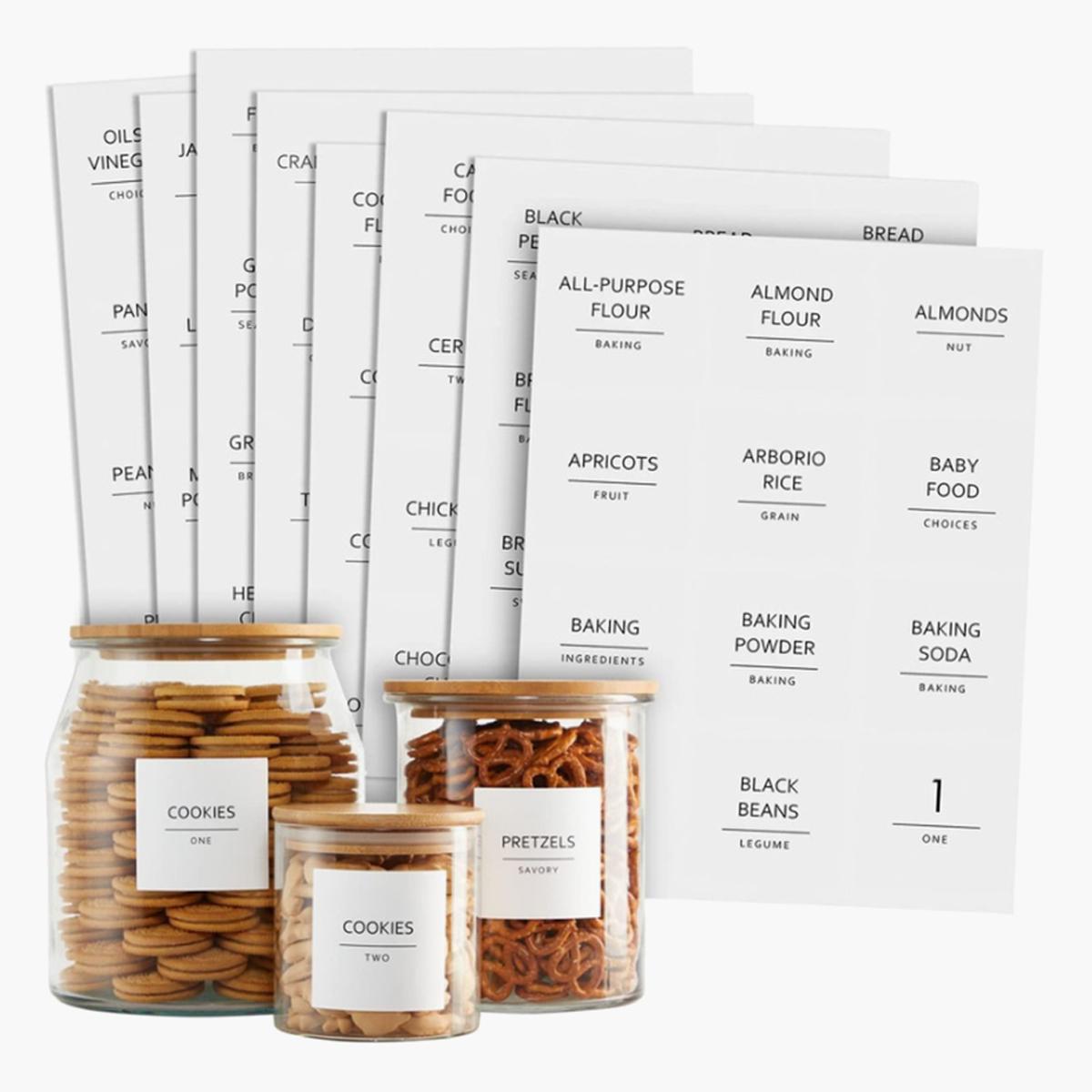 Quesera Pre-Printed 144 Pantry Sticker Labels for Containers