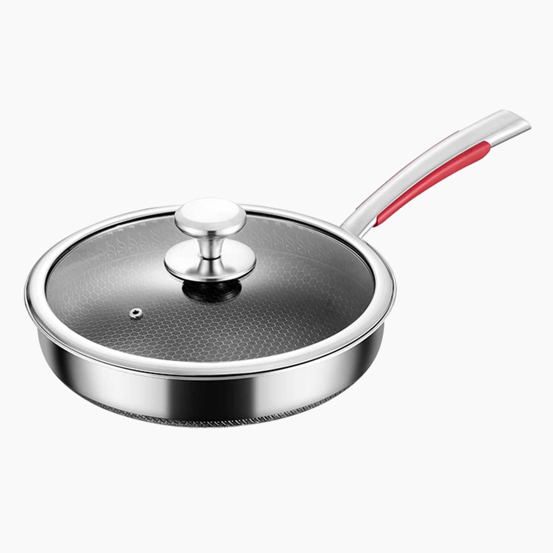 Quesera Non-Stick Honeycomb Frying Pan with Lid and Spoon Rest